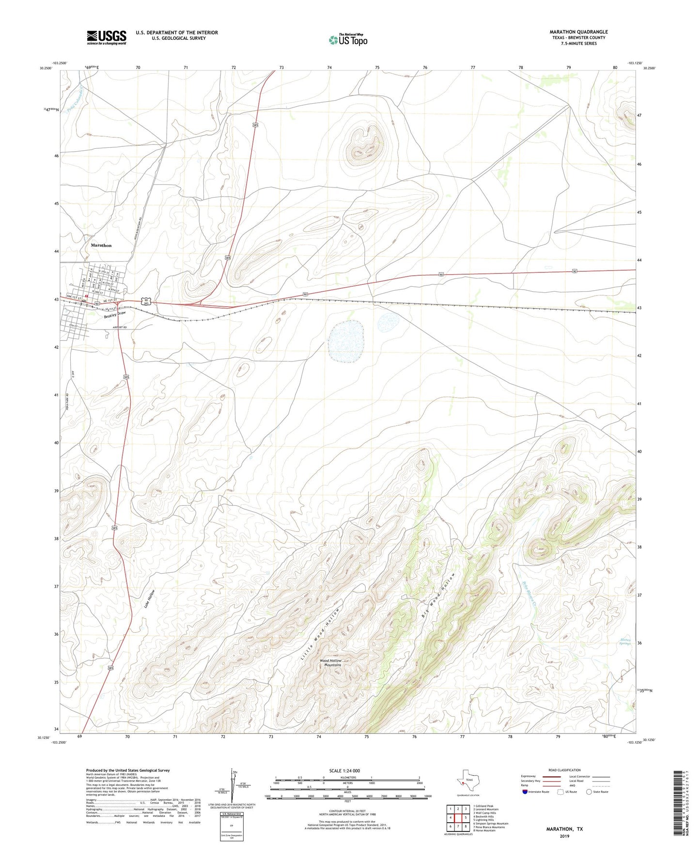 Marathon Texas US Topo Map Image