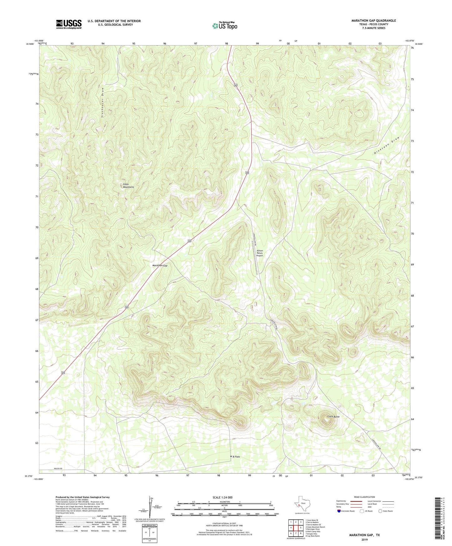 Marathon Gap Texas US Topo Map Image