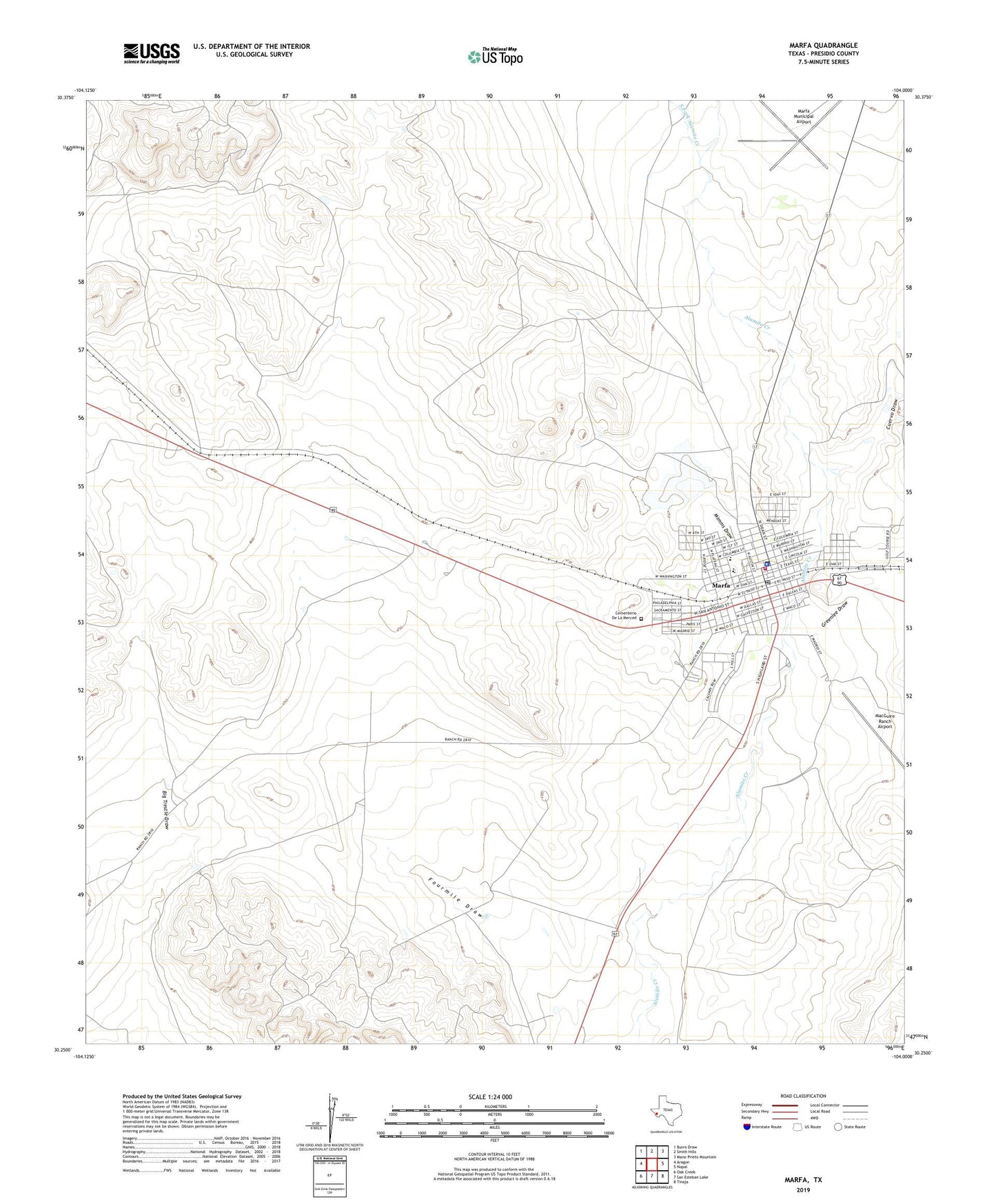 Marfa Texas US Topo Map Image