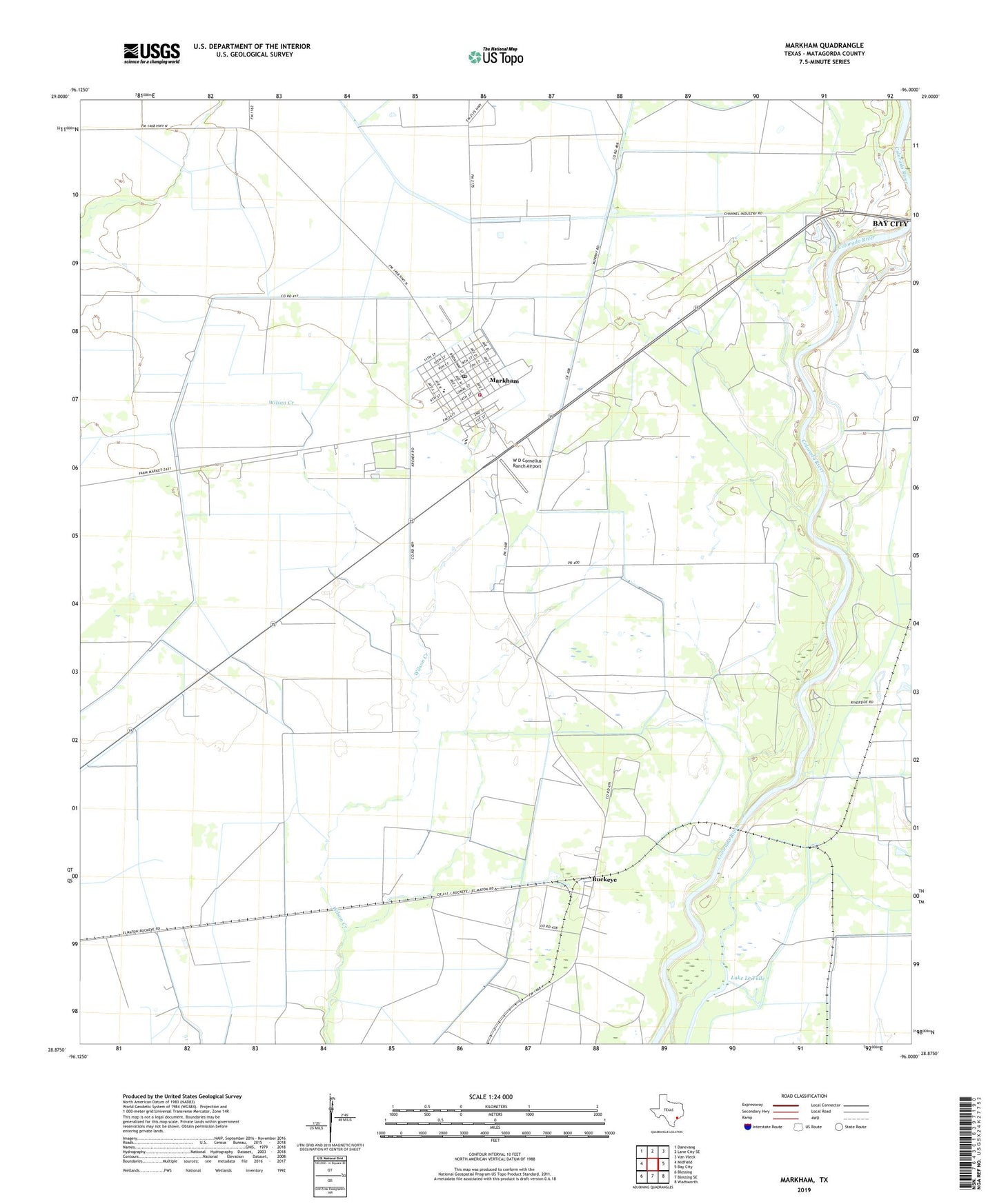 Markham Texas US Topo Map Image