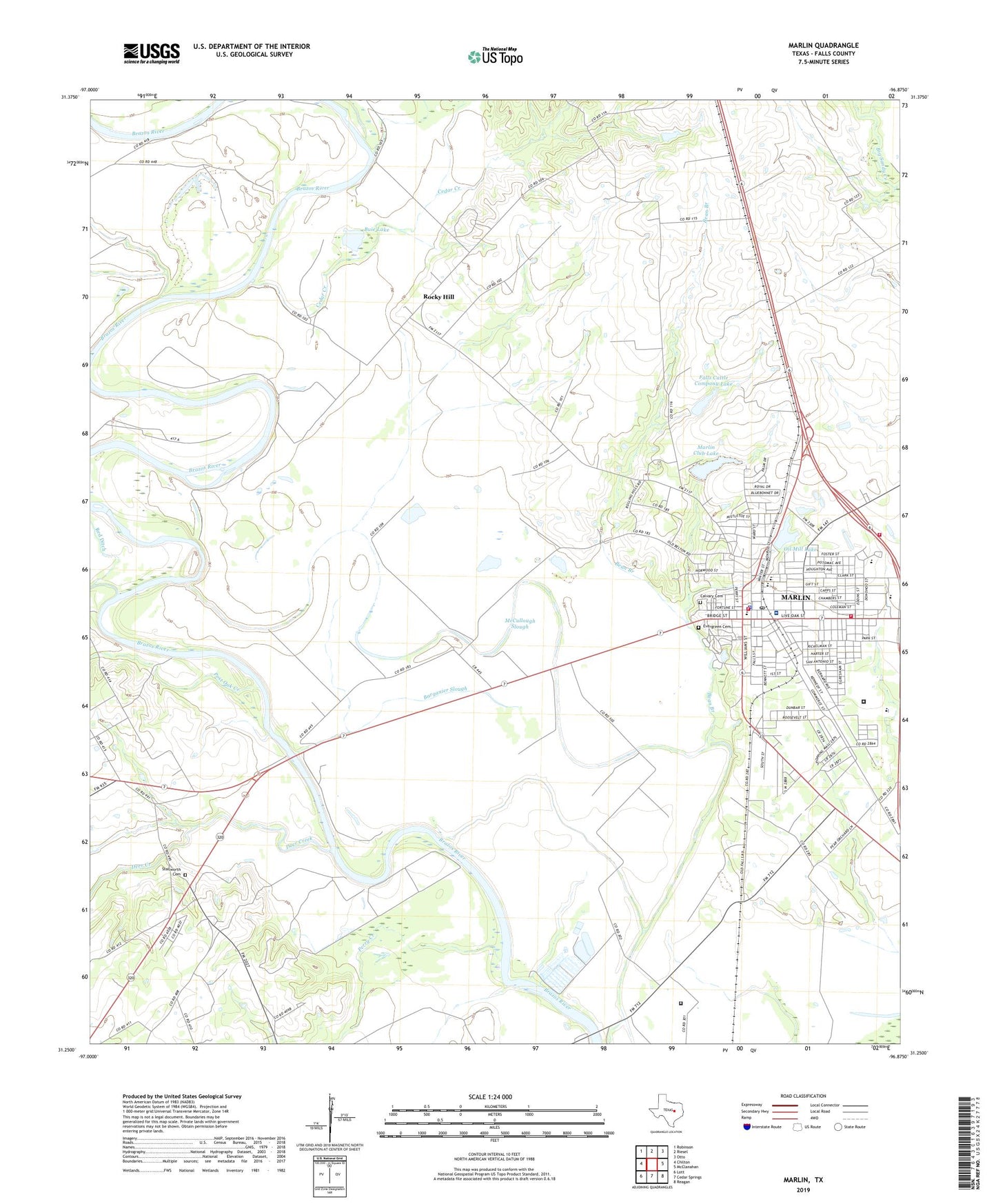 Marlin Texas US Topo Map Image