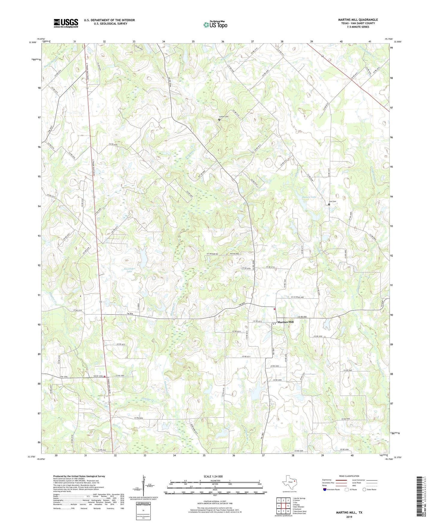 Martins Mill Texas US Topo Map Image