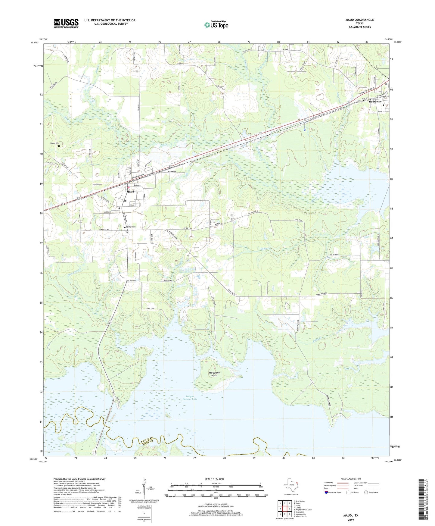 Maud Texas US Topo Map Image