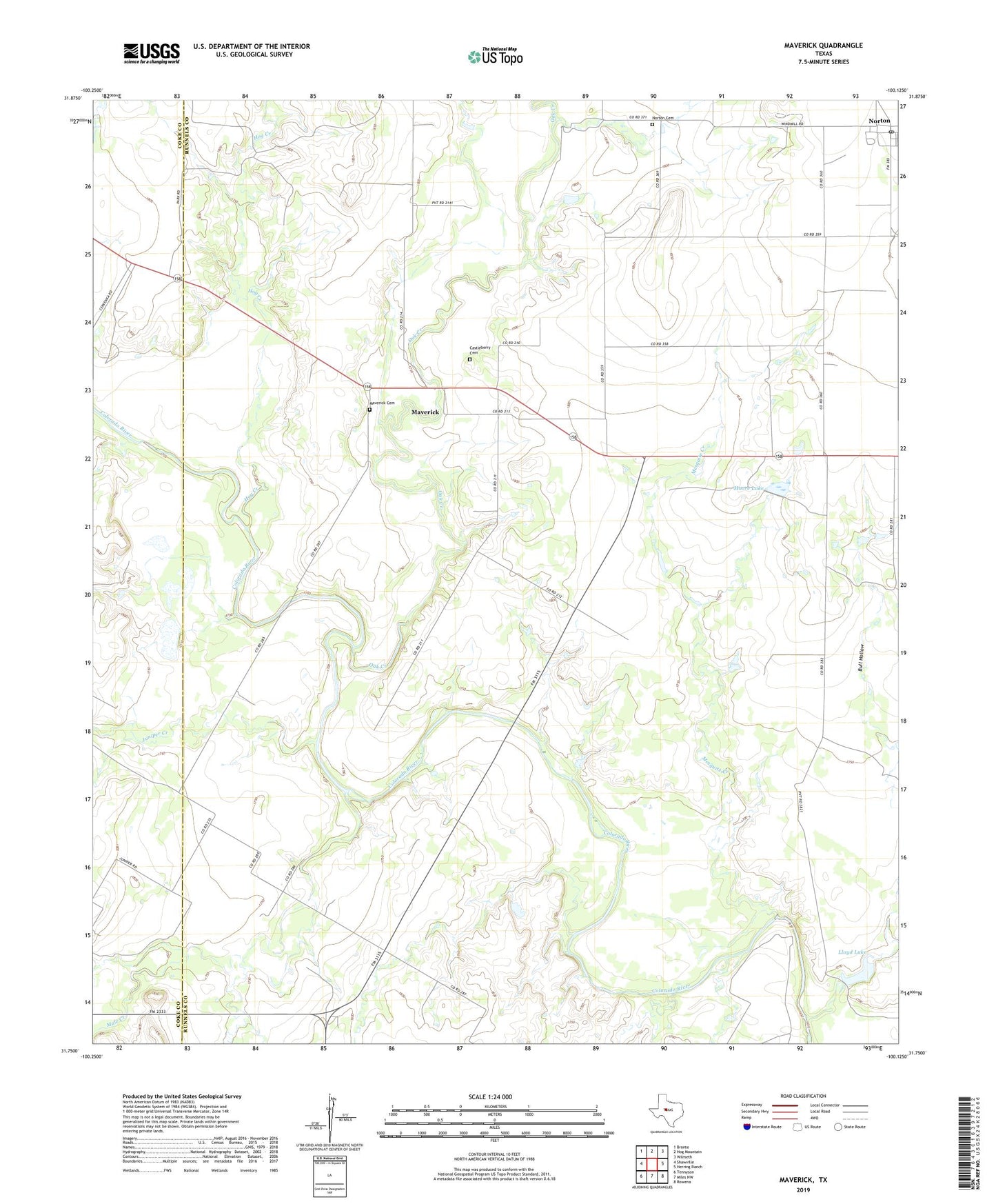 Maverick Texas US Topo Map Image