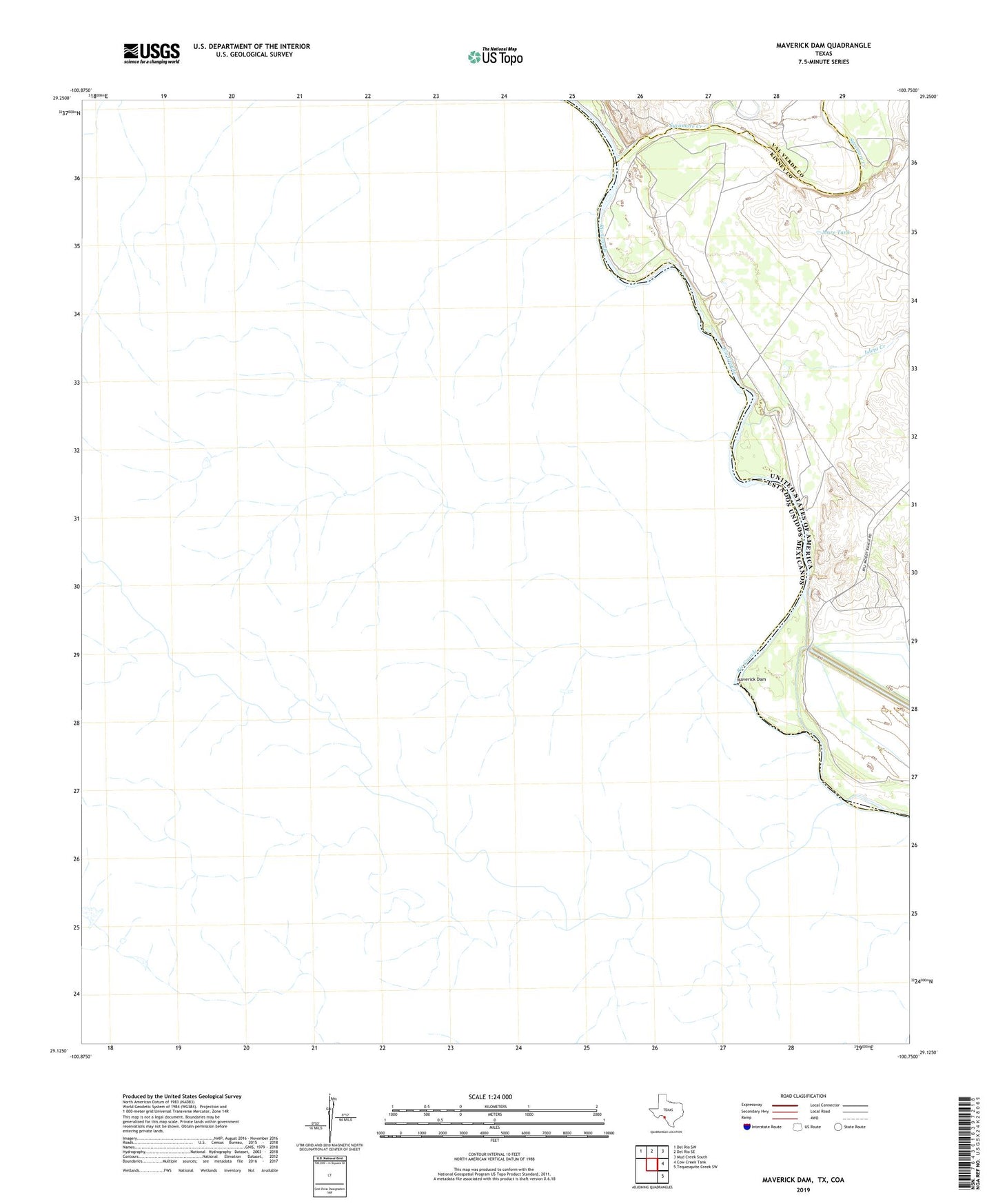 Maverick Dam Texas US Topo Map Image