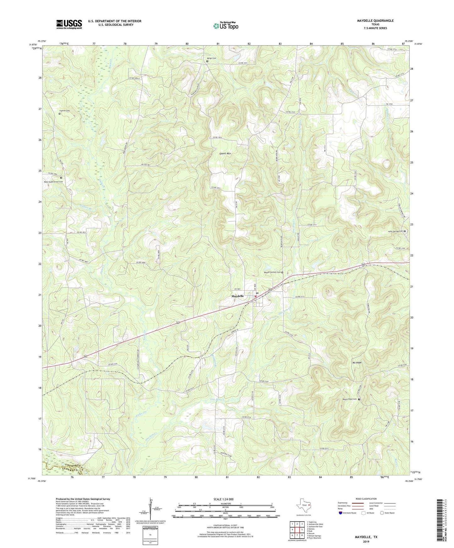 Maydelle Texas US Topo Map Image