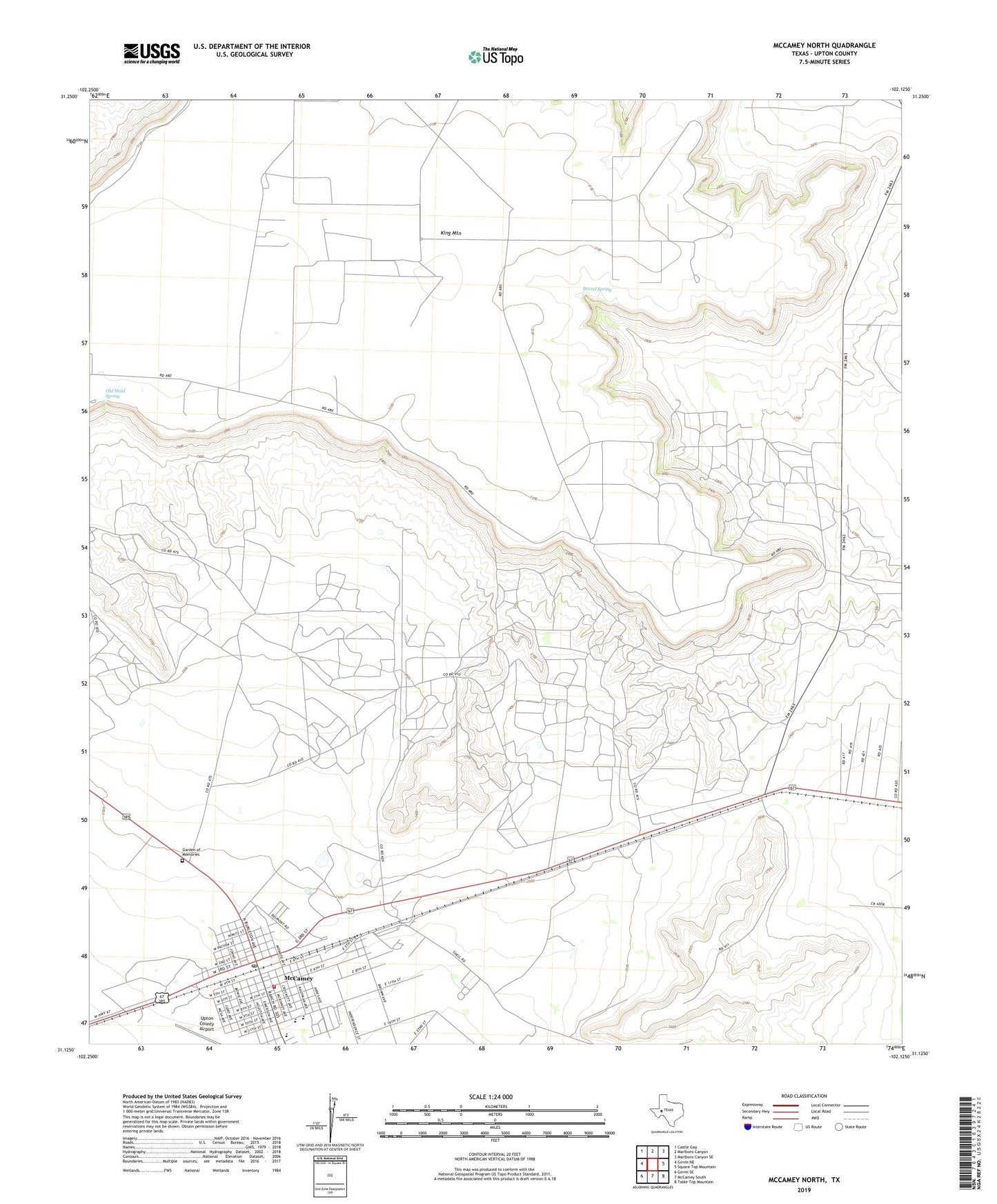 McCamey North Texas US Topo Map Image