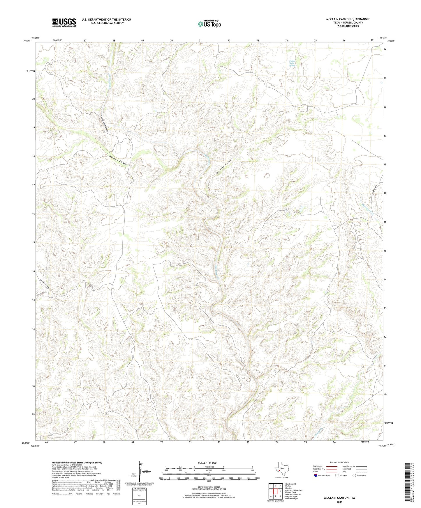 McClain Canyon Texas US Topo Map Image