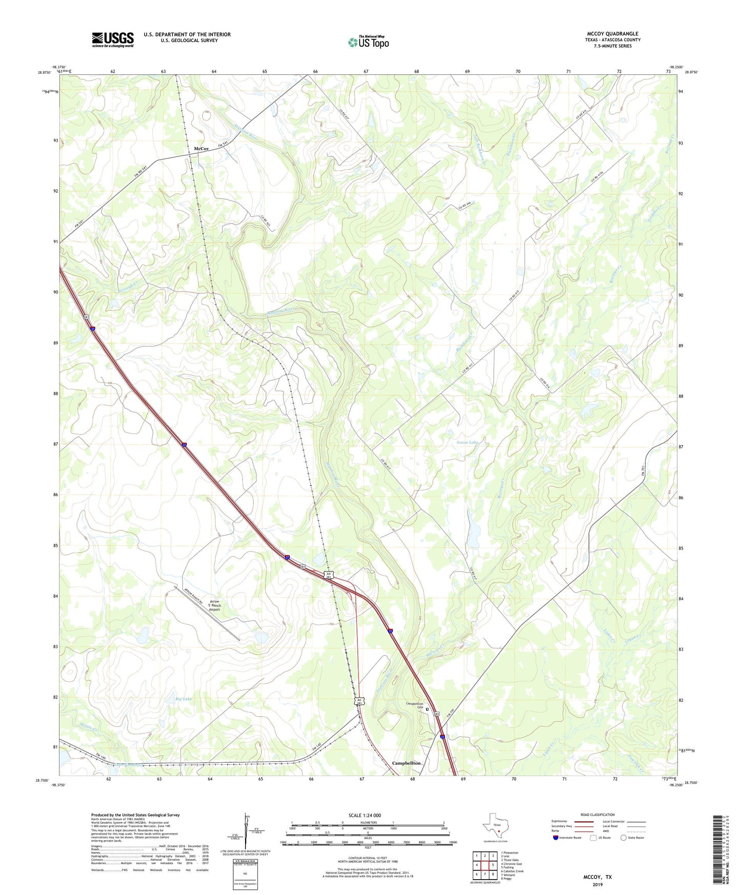 McCoy Texas US Topo Map Image