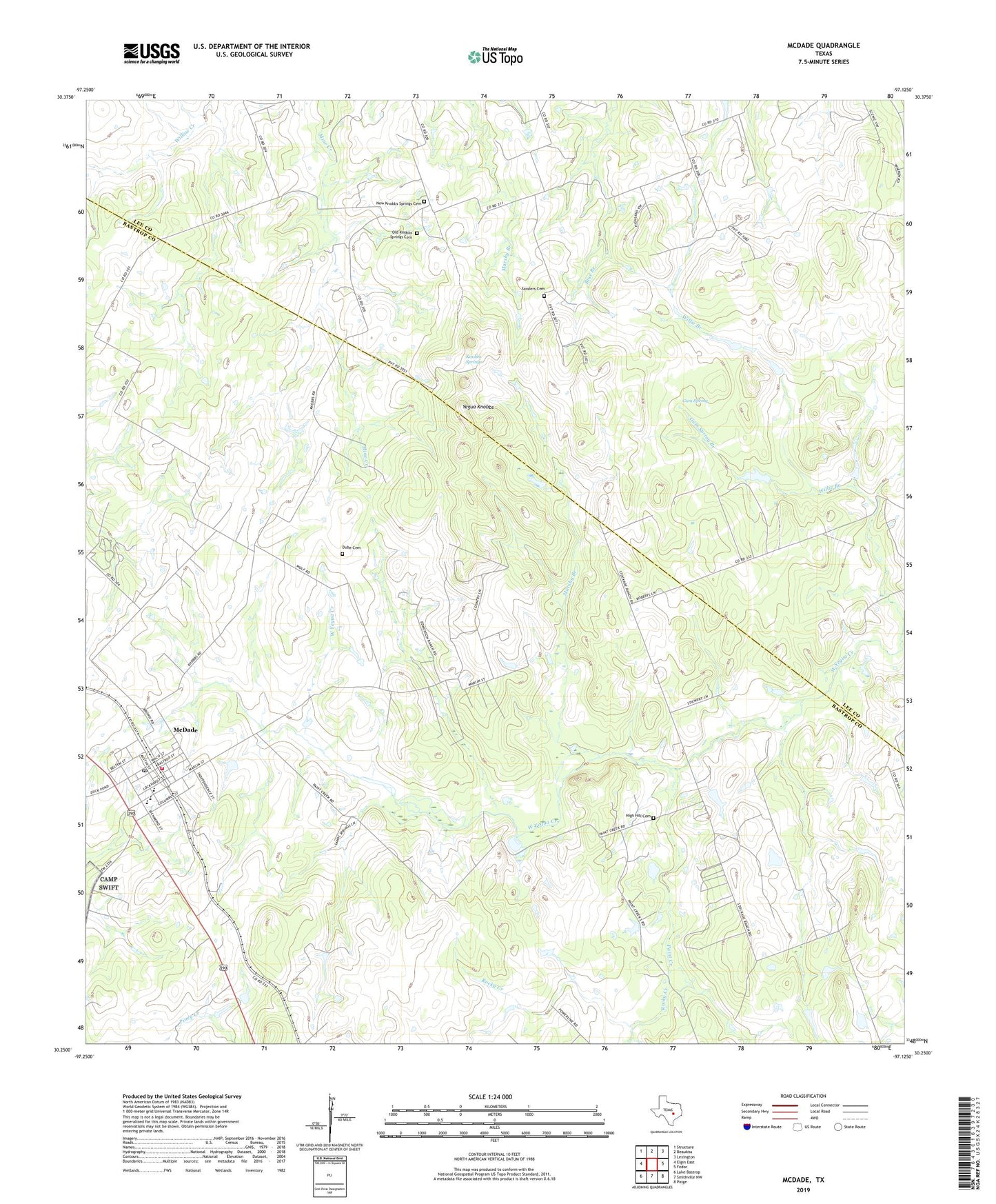 McDade Texas US Topo Map Image