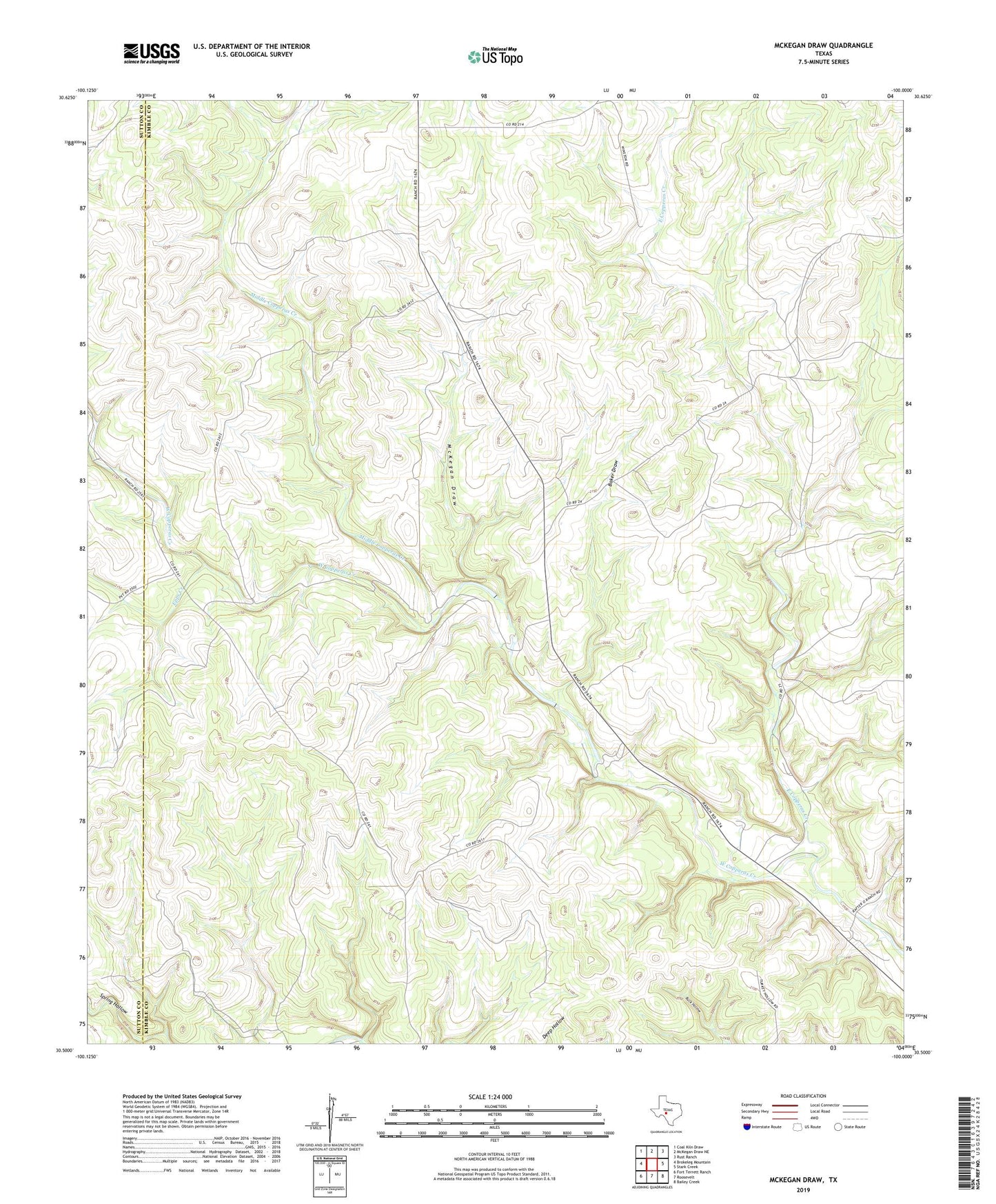 McKegan Draw Texas US Topo Map Image