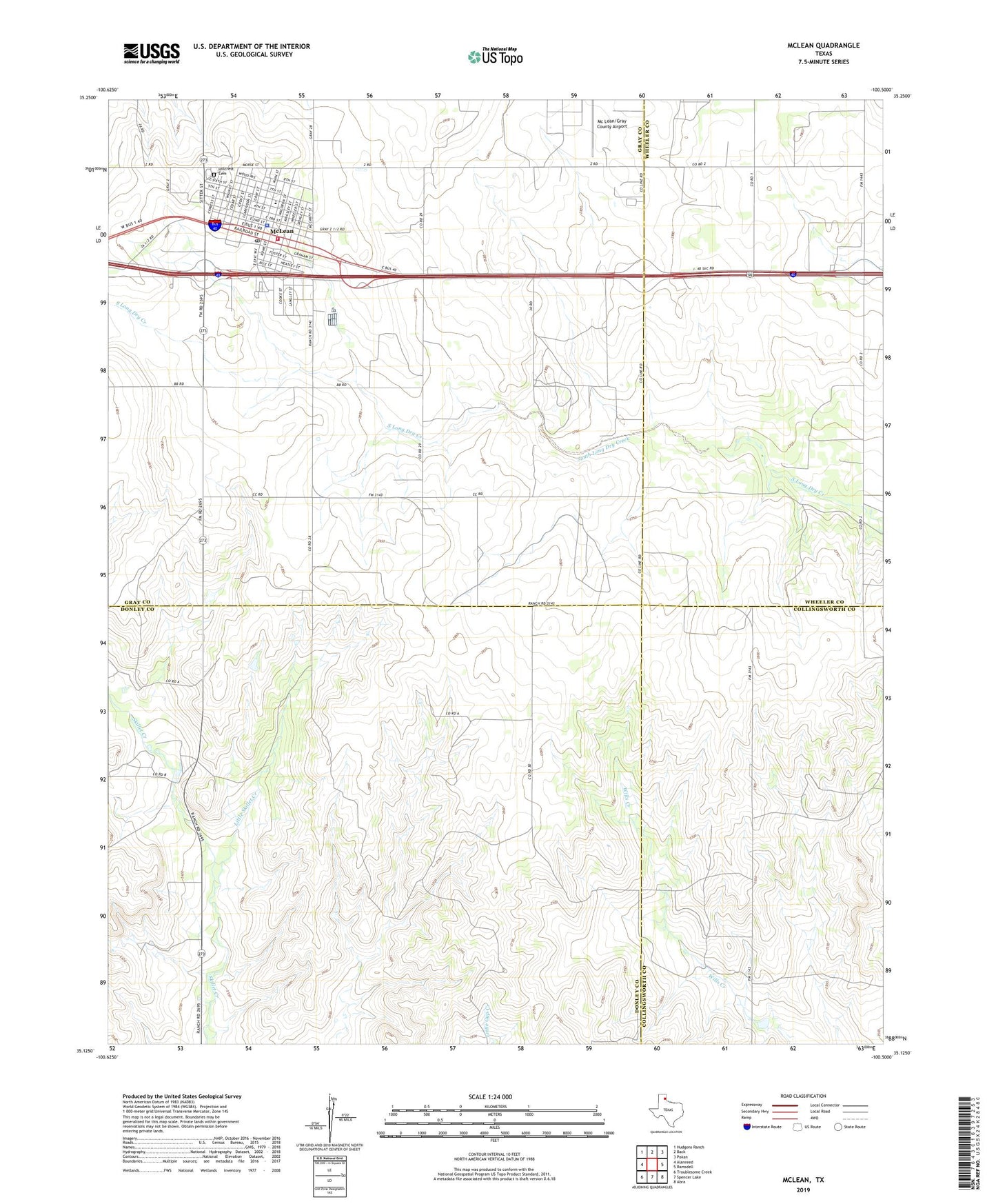 McLean Texas US Topo Map Image