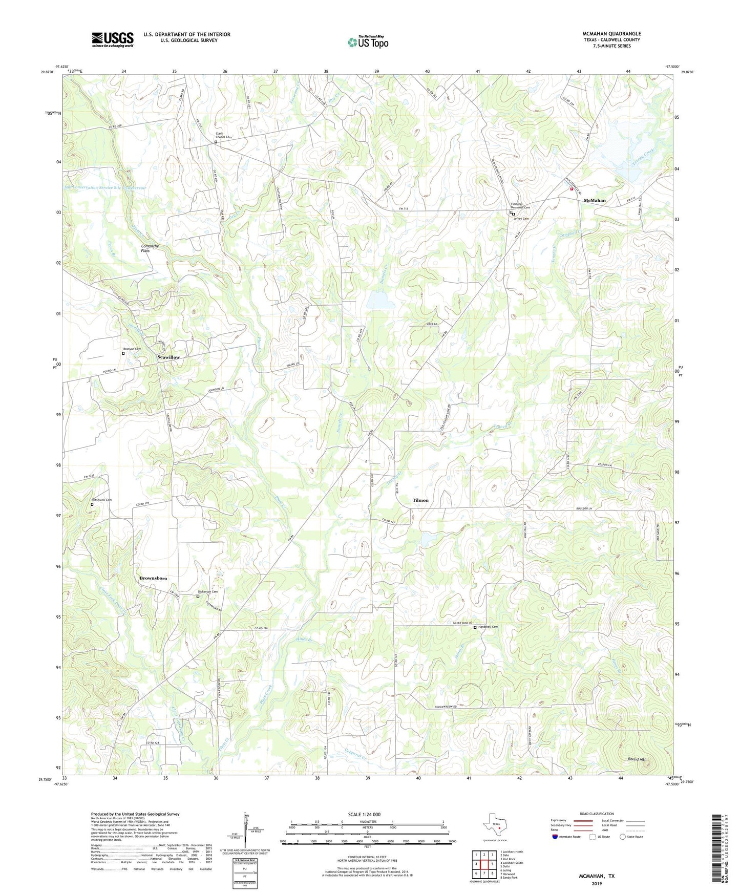 McMahan Texas US Topo Map Image