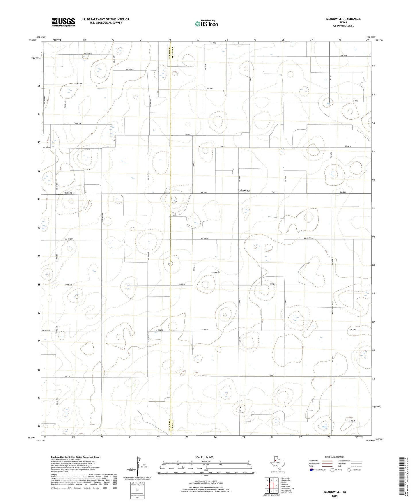Meadow SE Texas US Topo Map Image