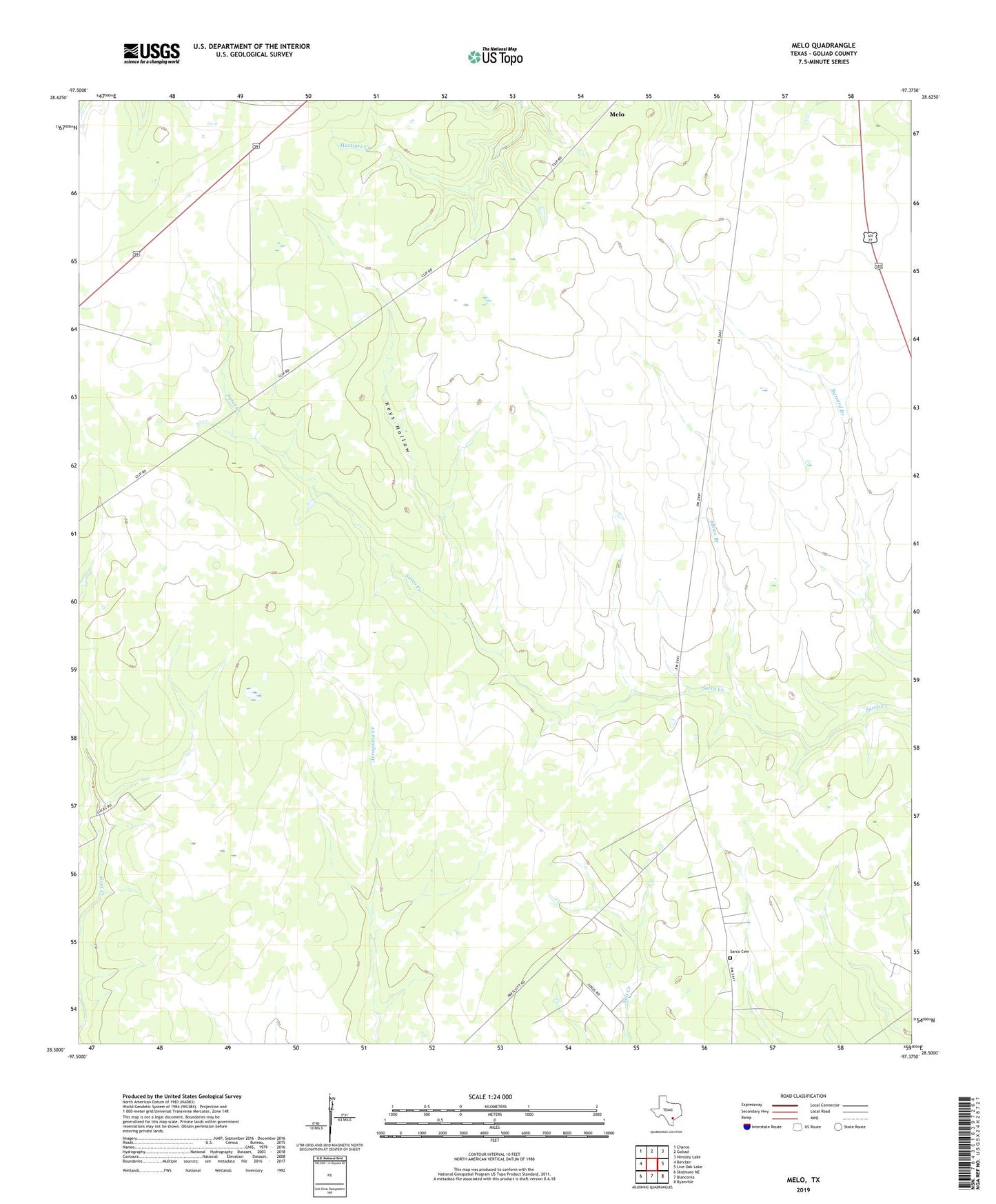 Melo Texas US Topo Map Image