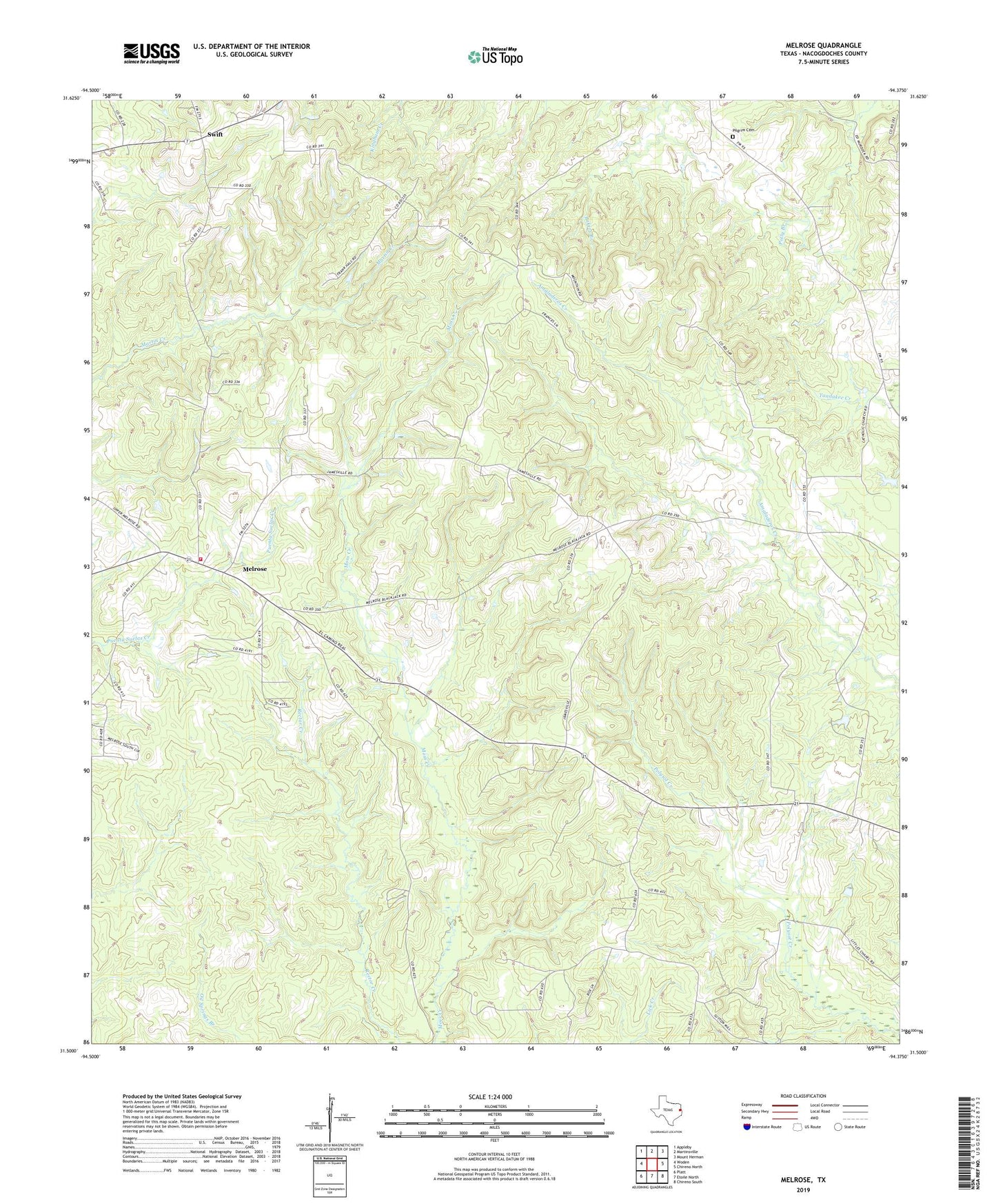 Melrose Texas US Topo Map Image