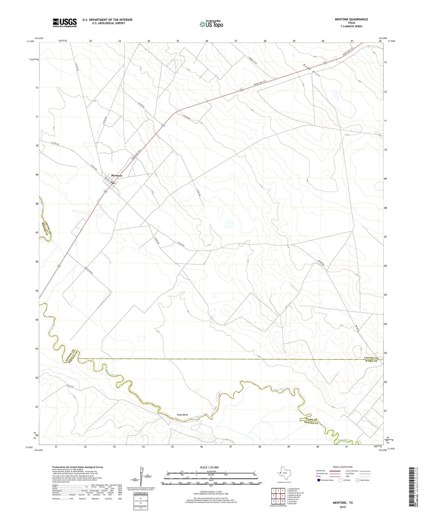 Mentone Texas US Topo Map Image