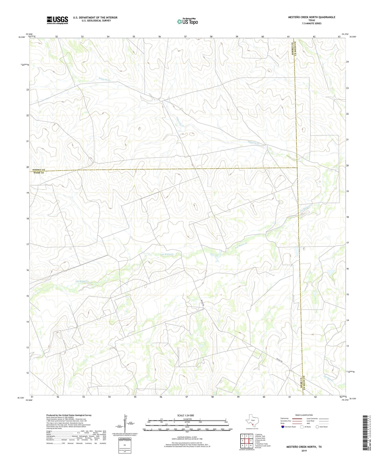 Mesteno Creek North Texas US Topo Map Image