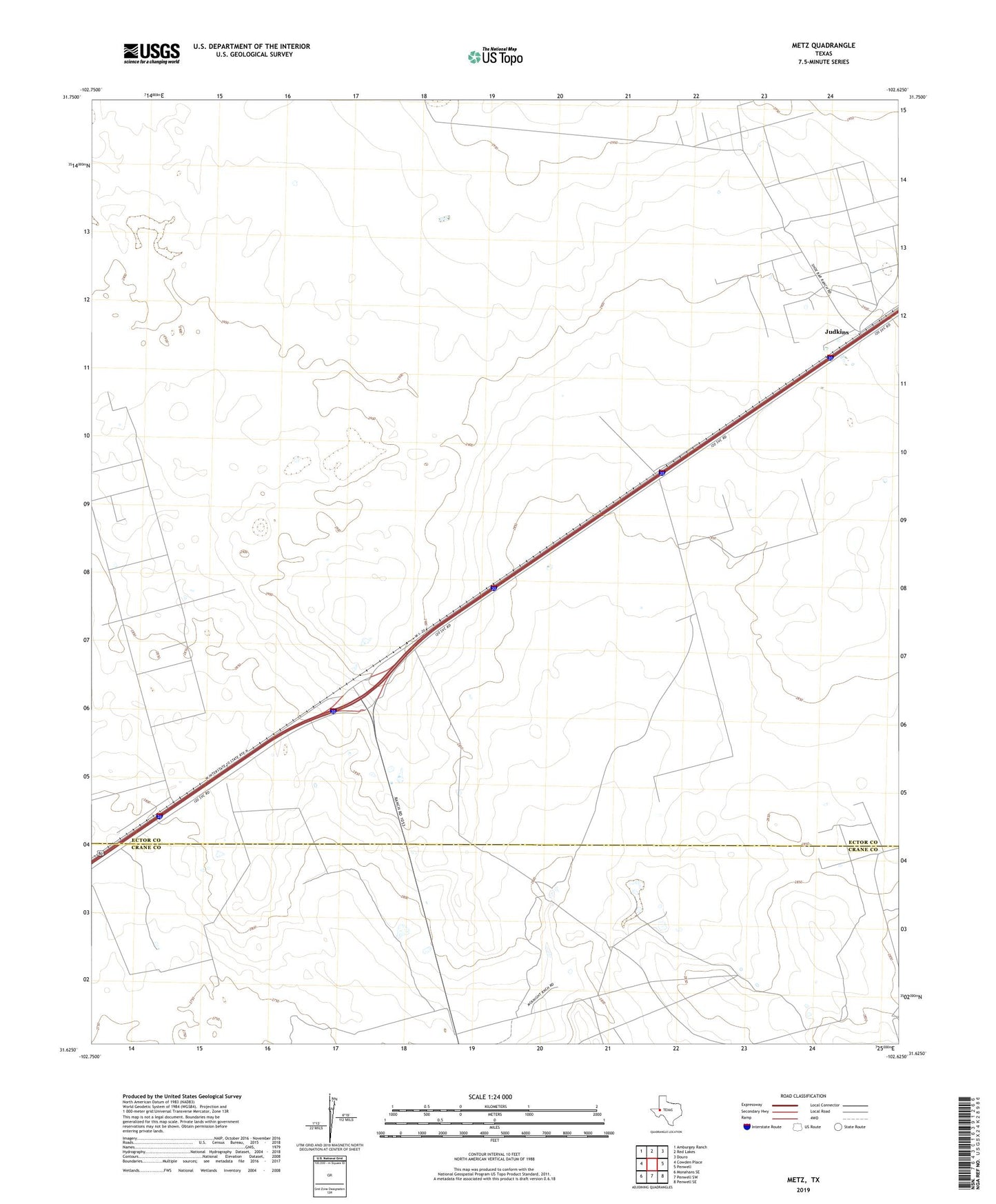 Metz Texas US Topo Map Image