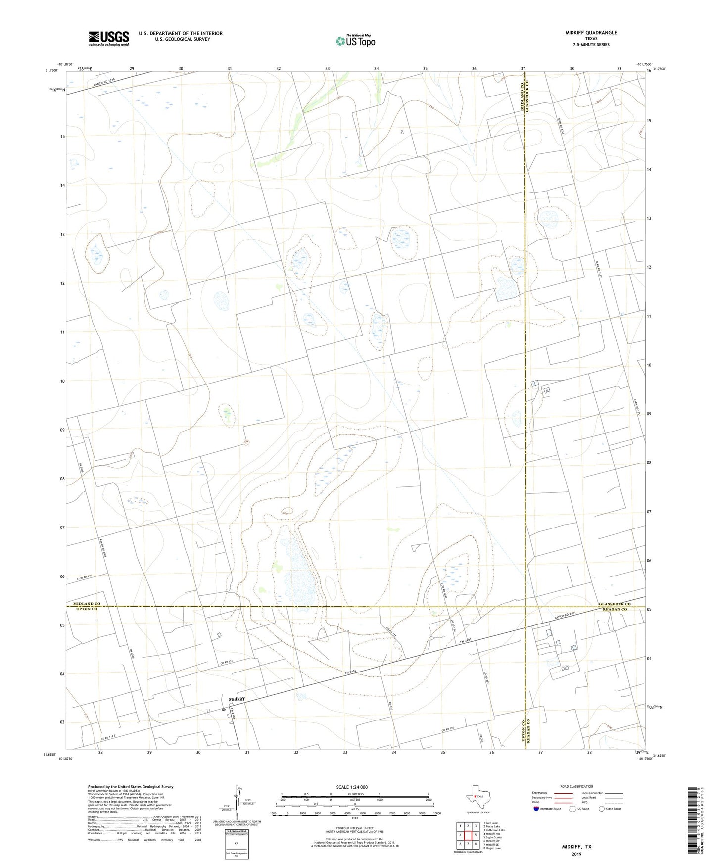Midkiff Texas US Topo Map Image