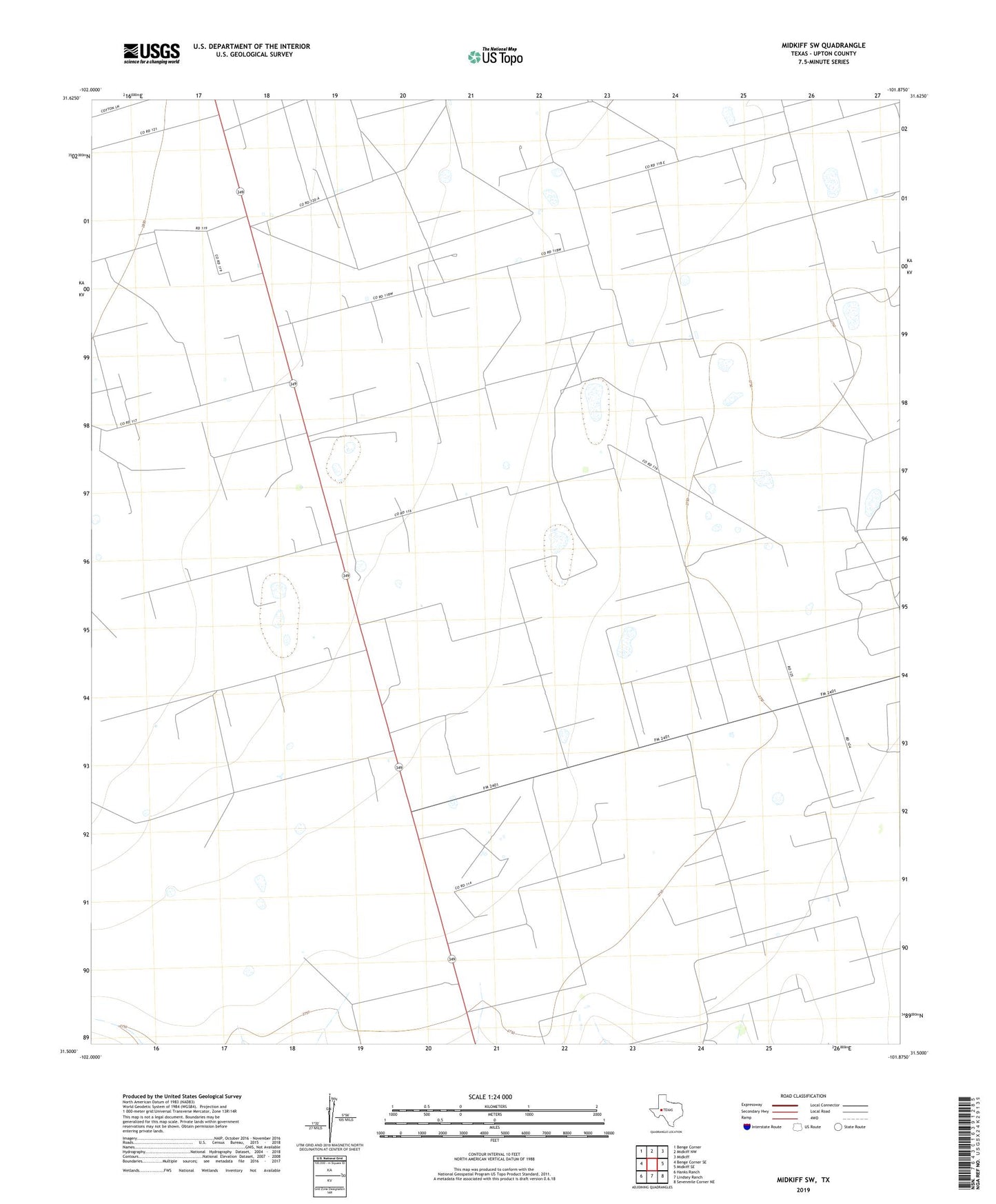 Midkiff SW Texas US Topo Map Image
