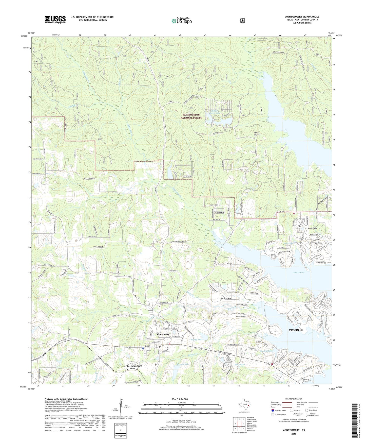 Montgomery Texas US Topo Map Image