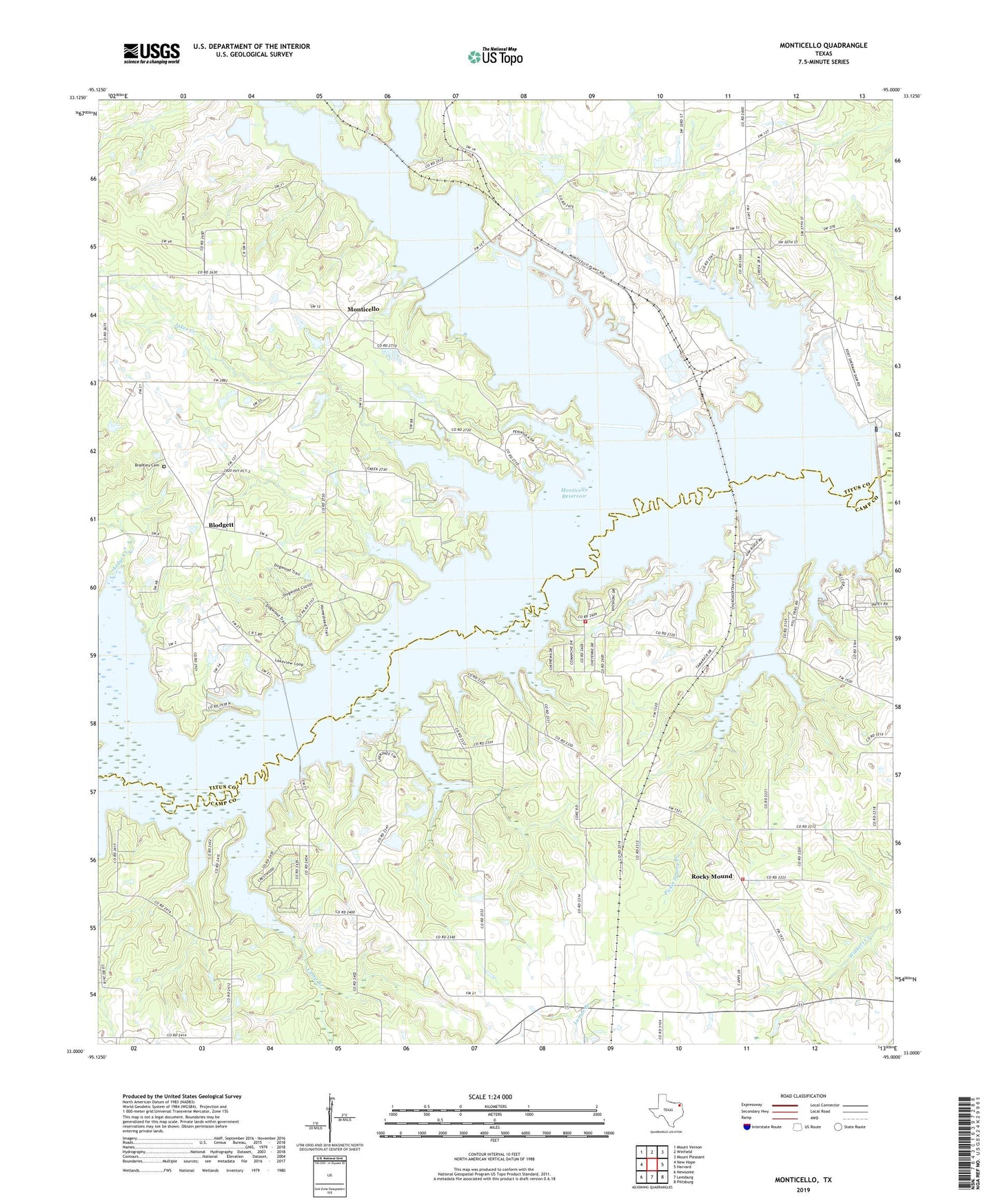 Monticello Texas US Topo Map Image