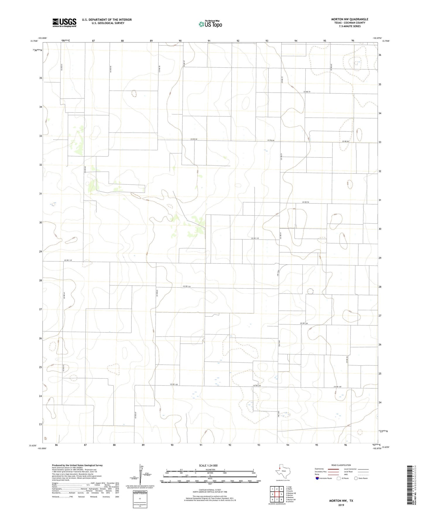 Morton NW Texas US Topo Map Image