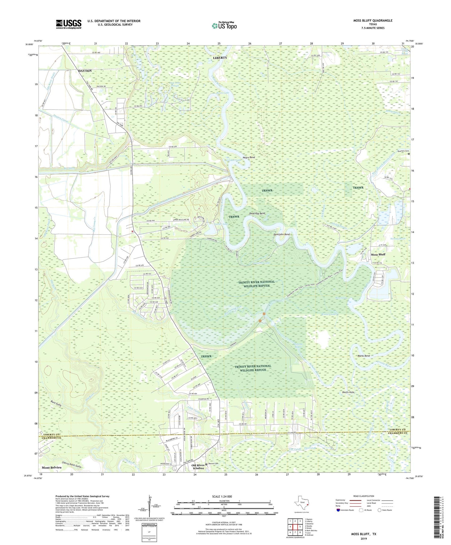Moss Bluff Texas US Topo Map Image