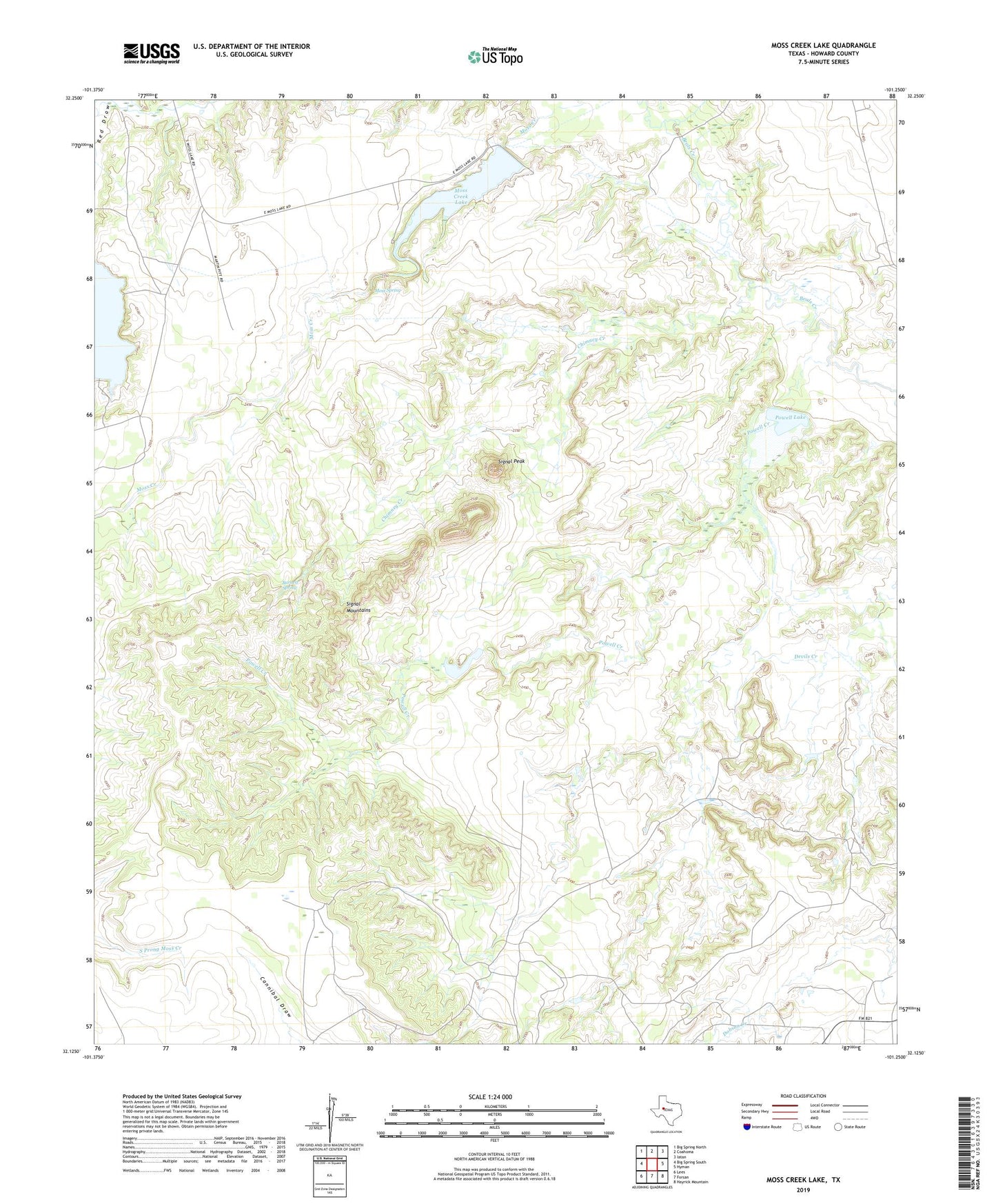 Moss Creek Lake Texas US Topo Map Image