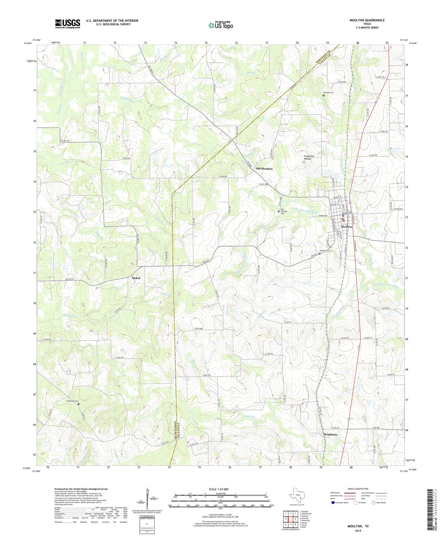 Moulton Texas US Topo Map Image