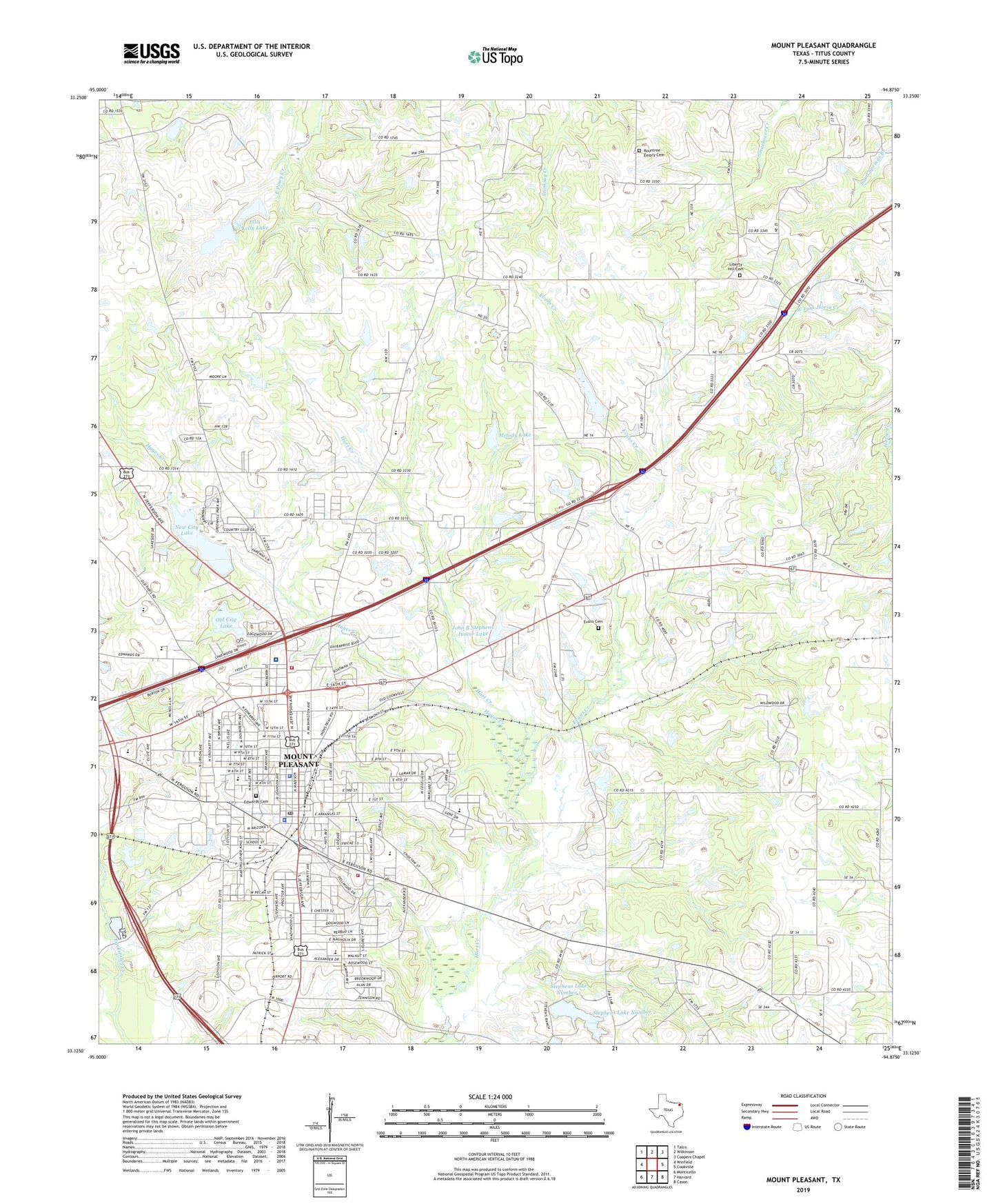 Mount Pleasant Texas US Topo Map Image