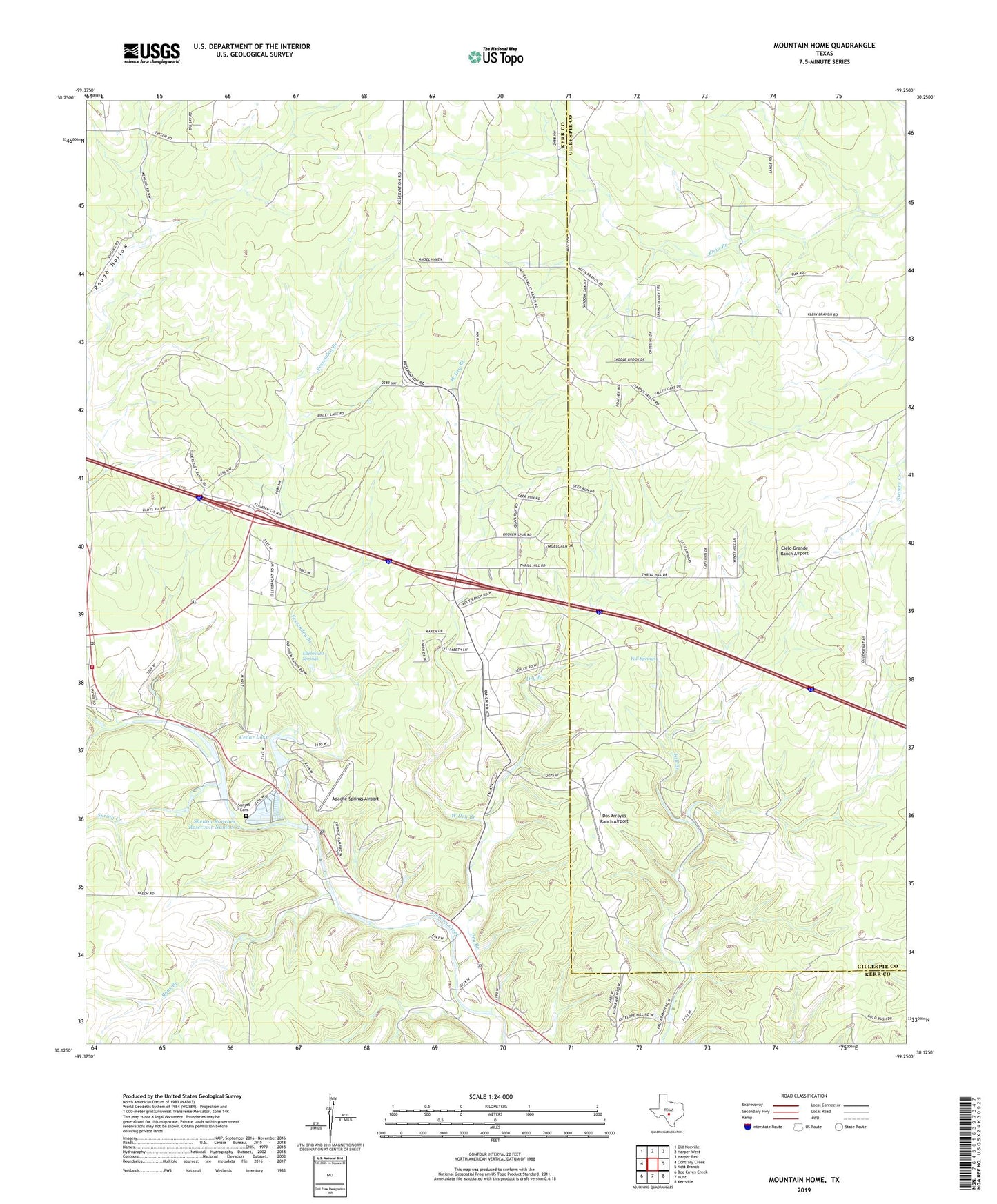 Mountain Home Texas US Topo Map Image