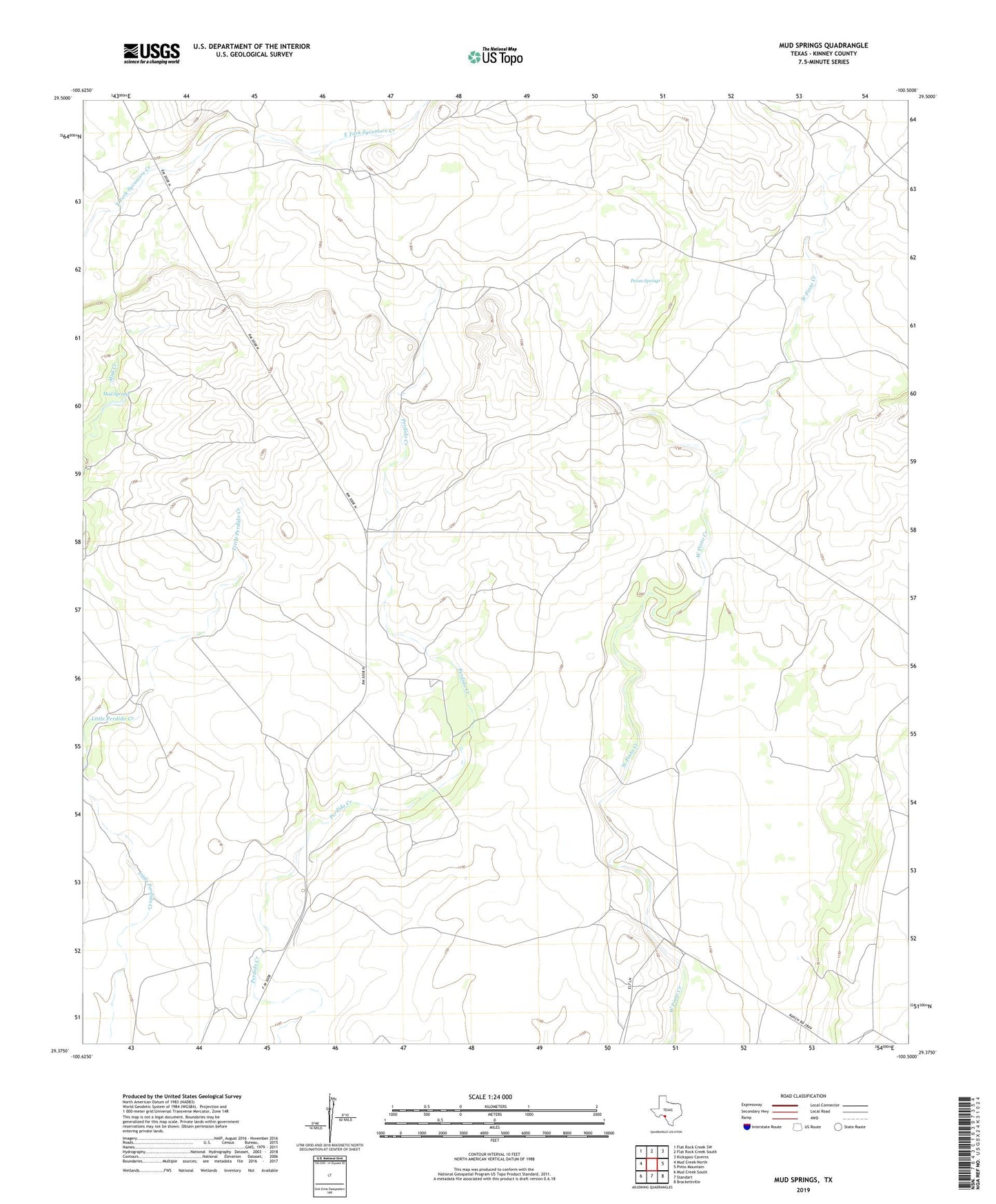 Mud Springs Texas US Topo Map Image