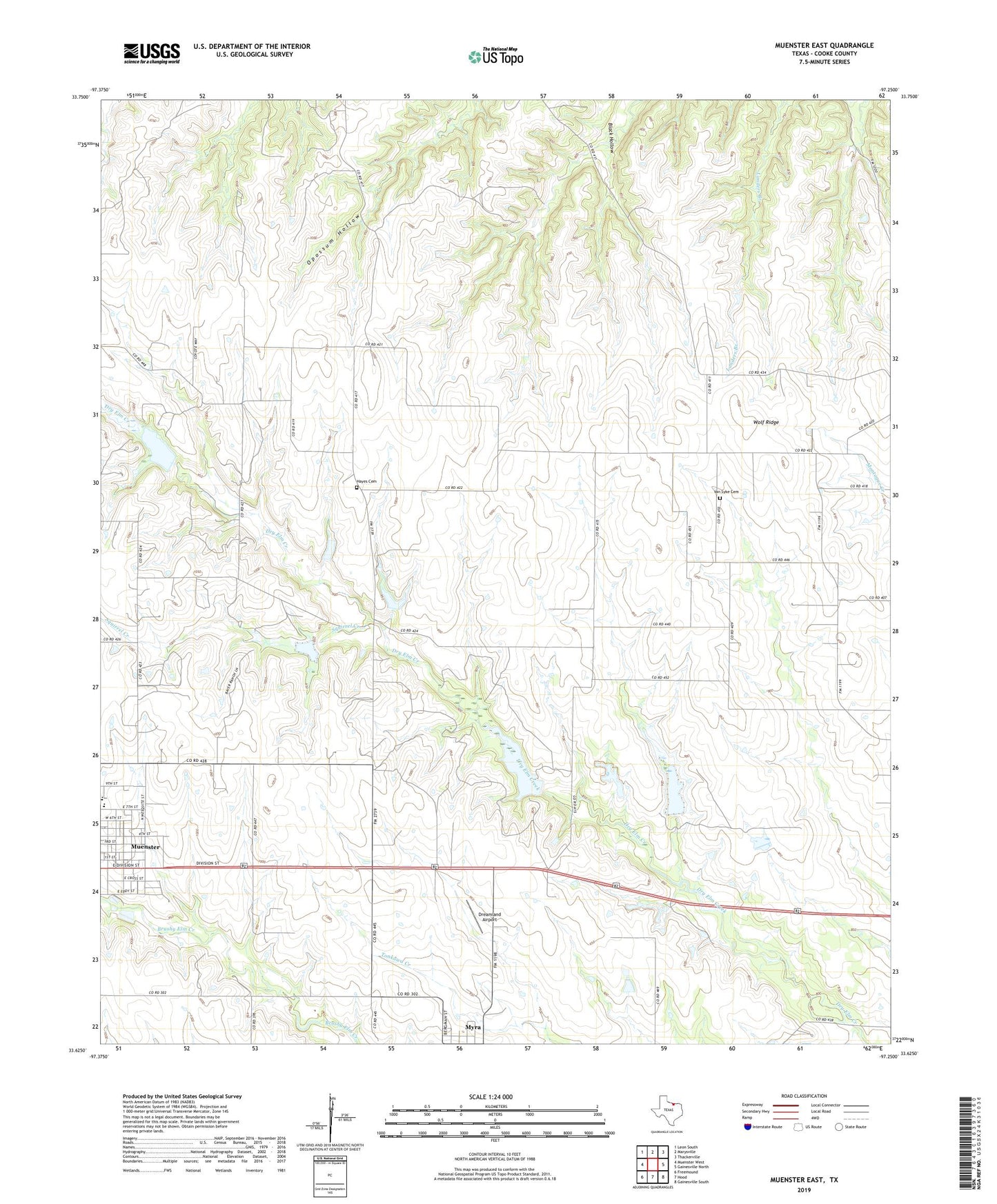 Muenster East Texas US Topo Map Image