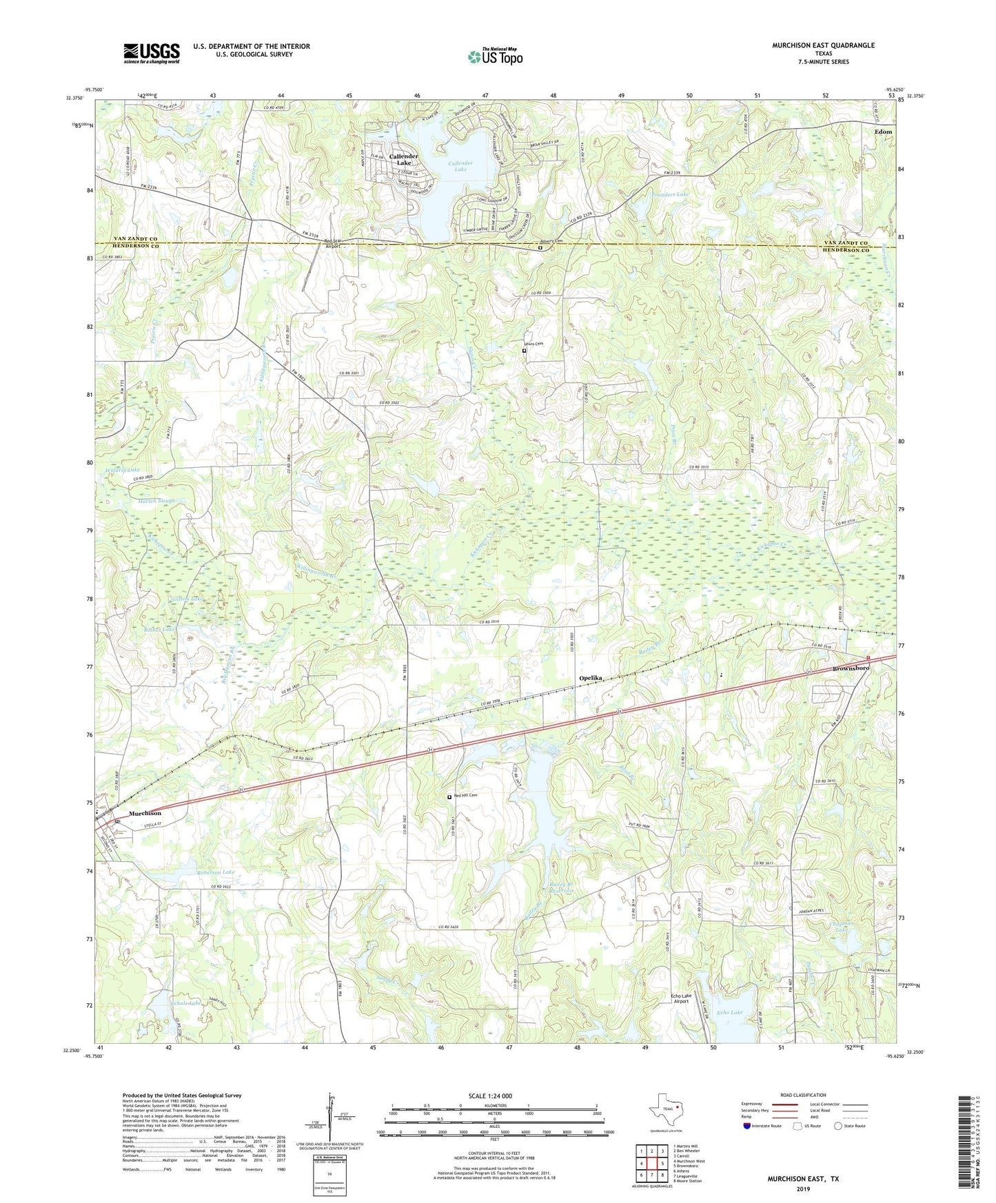 Murchison East Texas US Topo Map Image