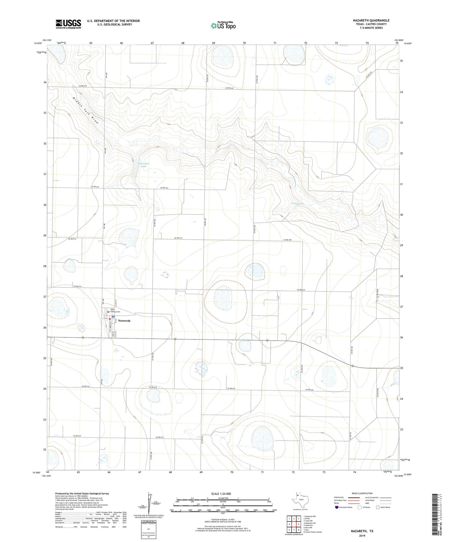Nazareth Texas US Topo Map Image