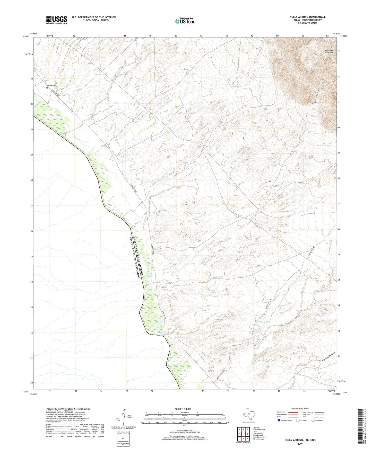 Neely Arroyo Texas US Topo Map Image