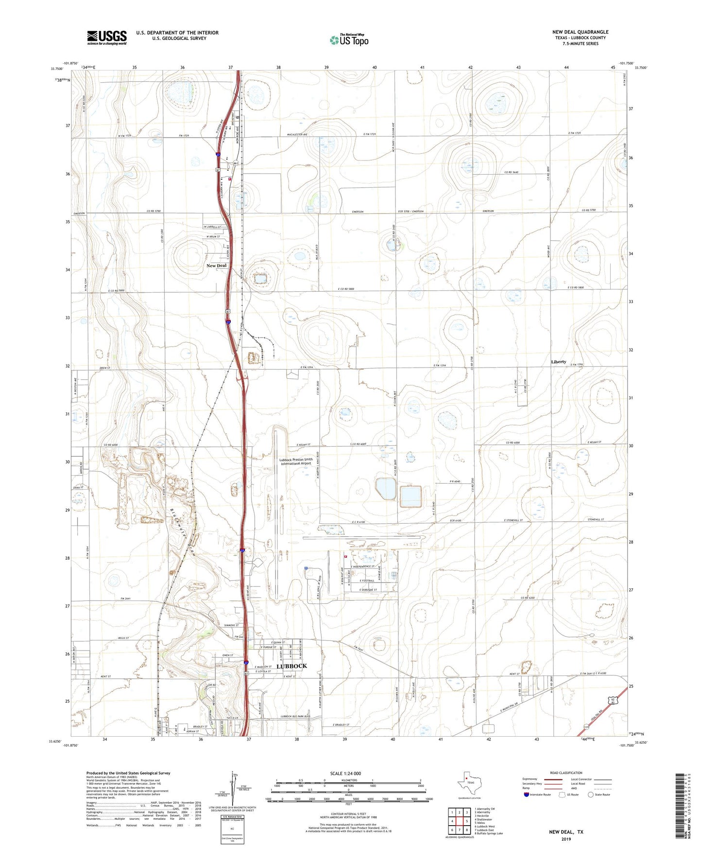 New Deal Texas US Topo Map Image