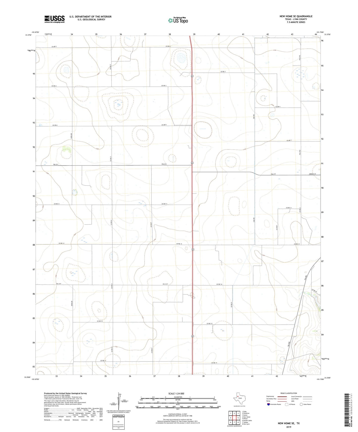 New Home SE Texas US Topo Map Image
