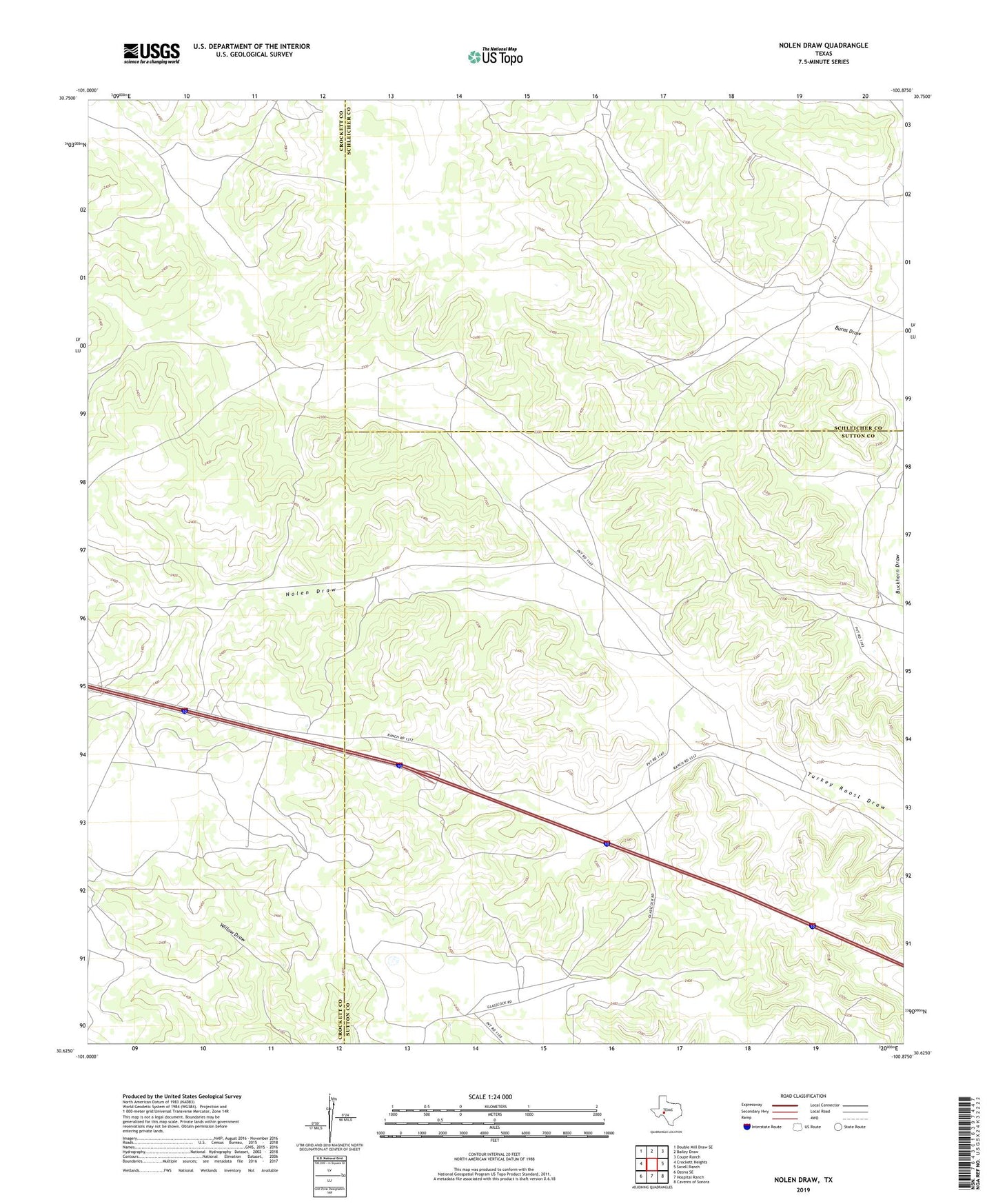 Nolen Draw Texas US Topo Map Image