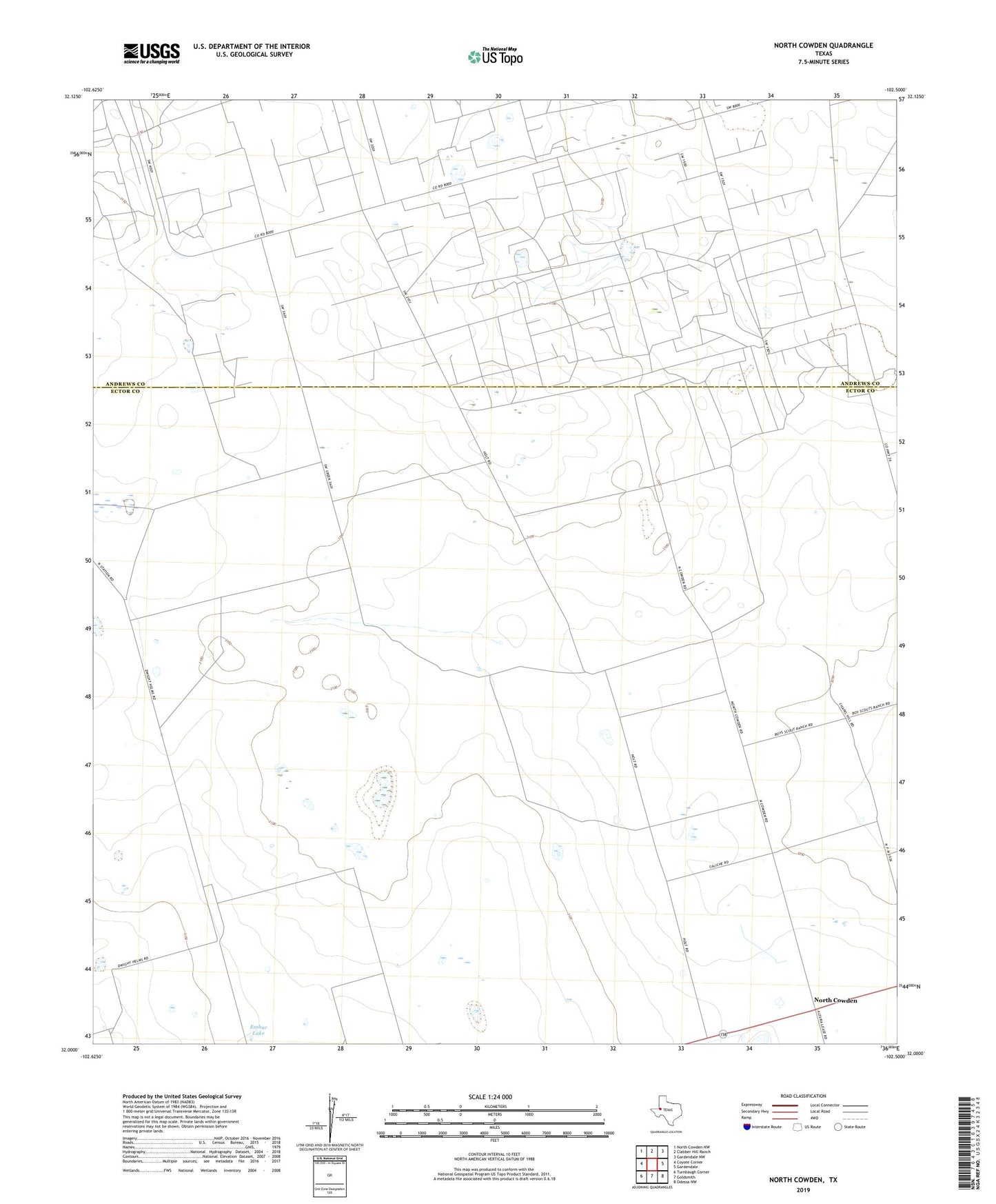 North Cowden Texas US Topo Map Image