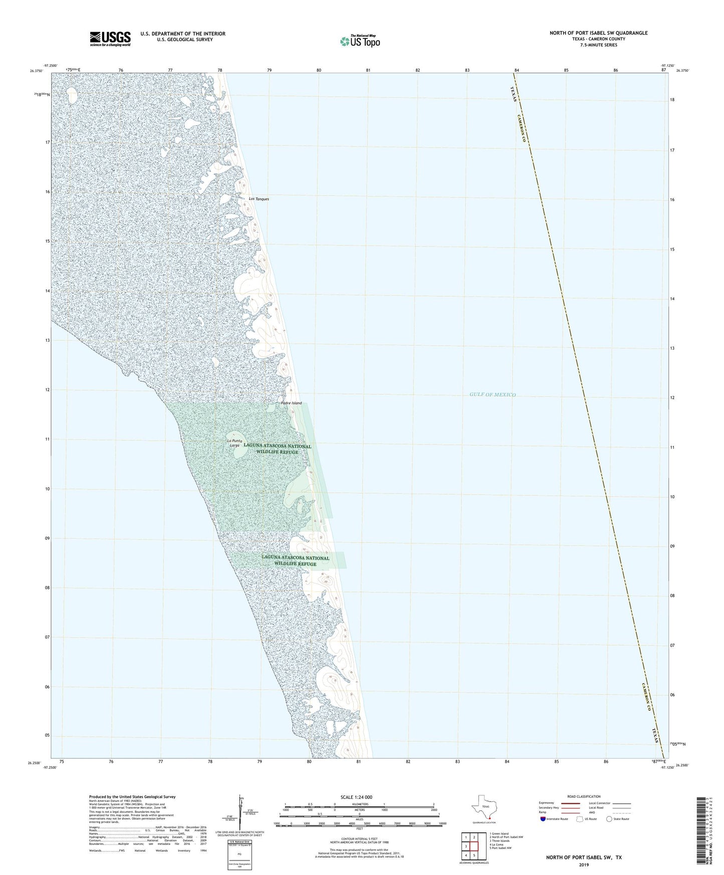 North of Port Isabel SW Texas US Topo Map Image