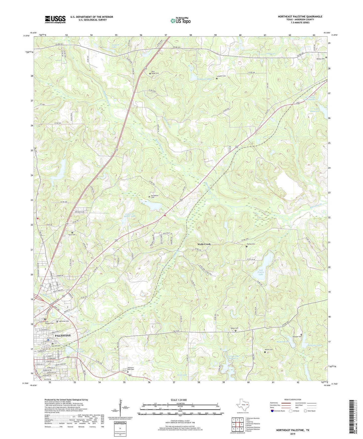 Northeast Palestine Texas US Topo Map Image