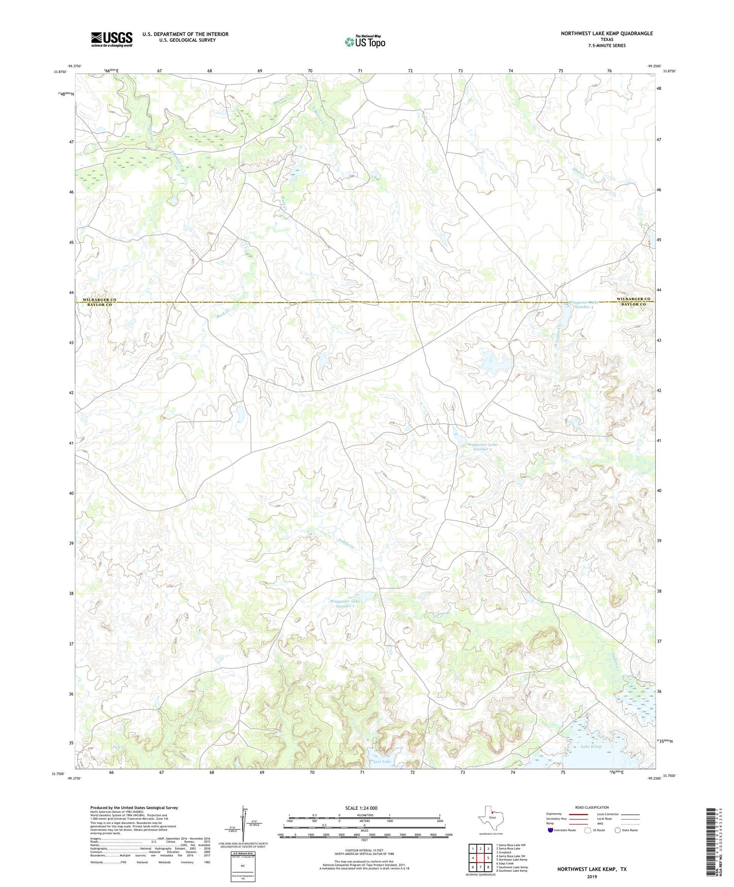 Northwest Lake Kemp Texas US Topo Map Image