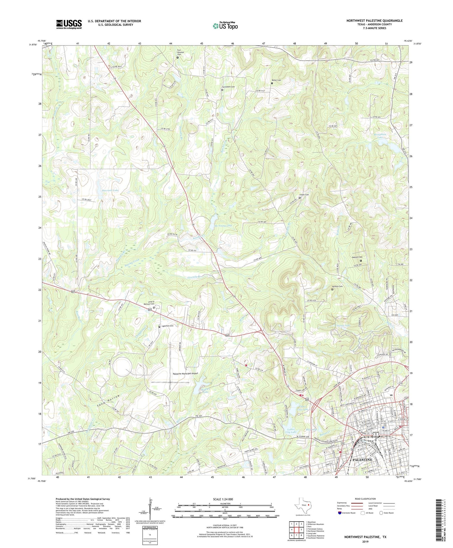 Northwest Palestine Texas US Topo Map Image