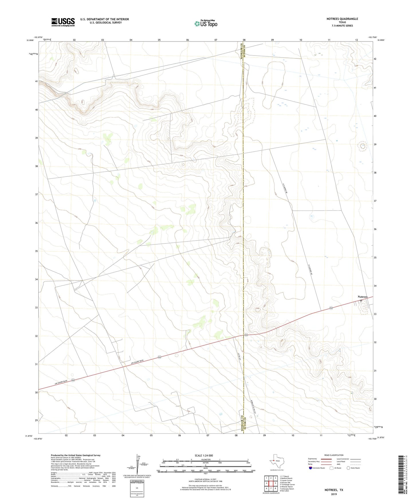 Notrees Texas US Topo Map Image