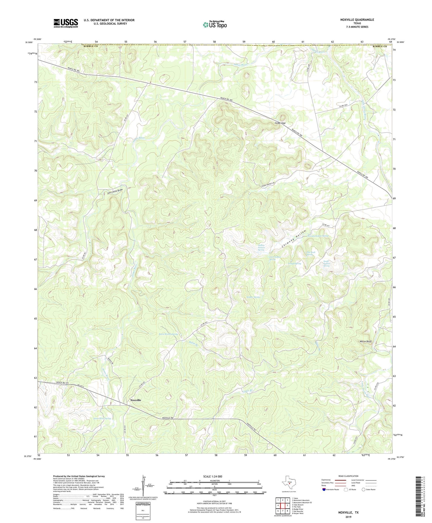 Noxville Texas US Topo Map Image