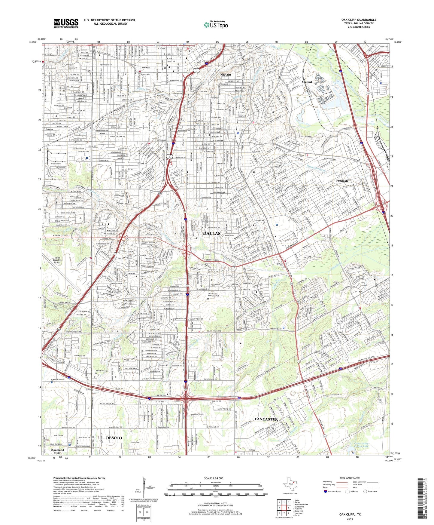 Oak Cliff Texas US Topo Map Image