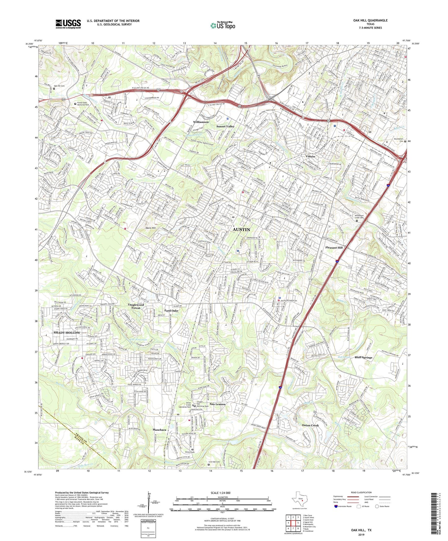 Oak Hill Texas US Topo Map Image